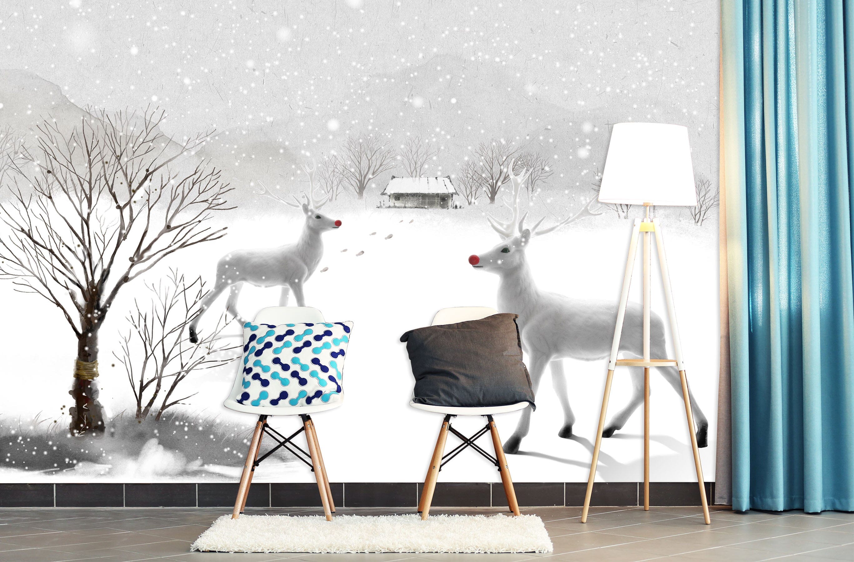 3D Snow Deer 021 Wall Murals Wallpaper AJ Wallpaper 2 