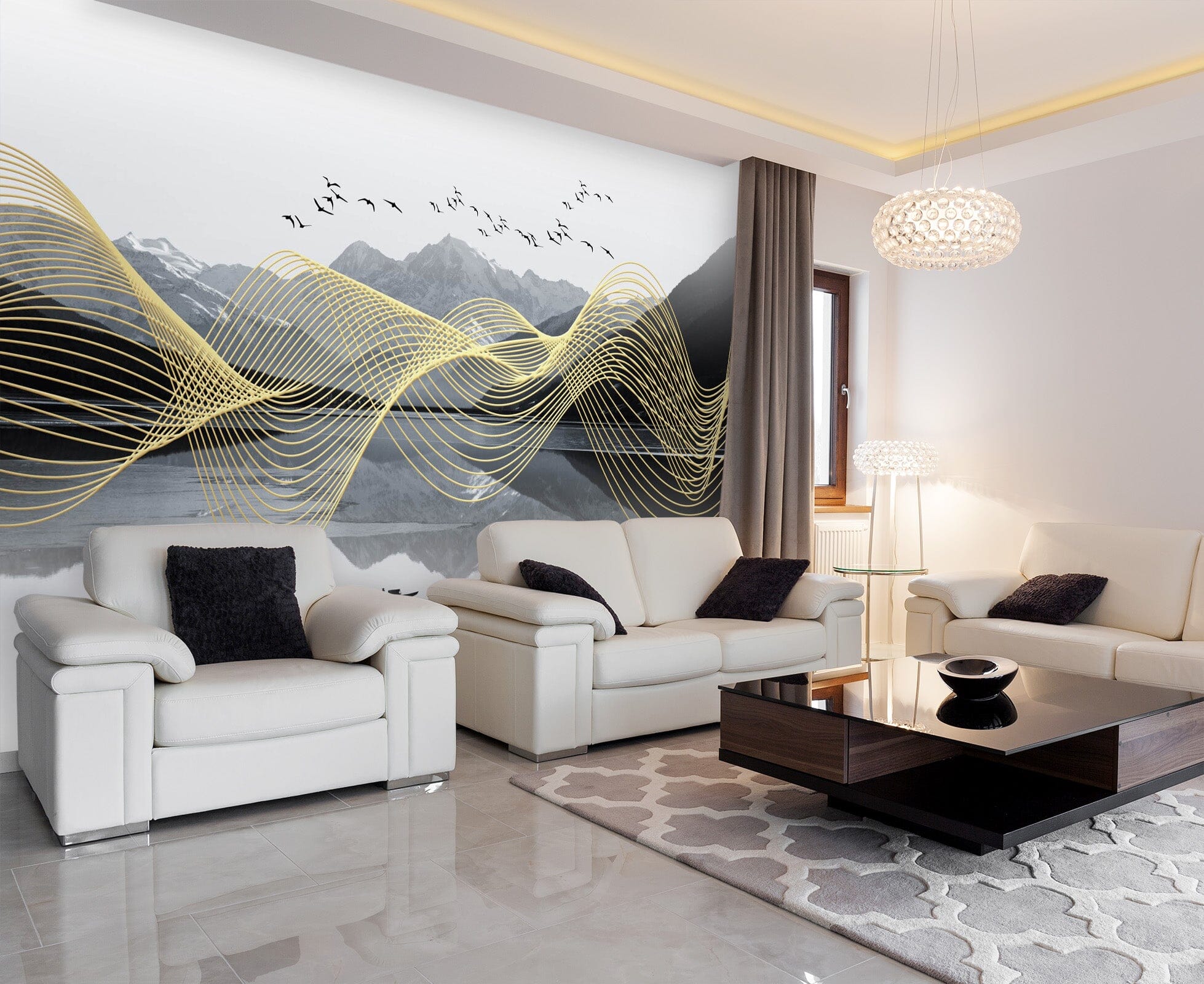 3D Golden Wave 1402 Wall Murals Wallpaper AJ Wallpaper 2 