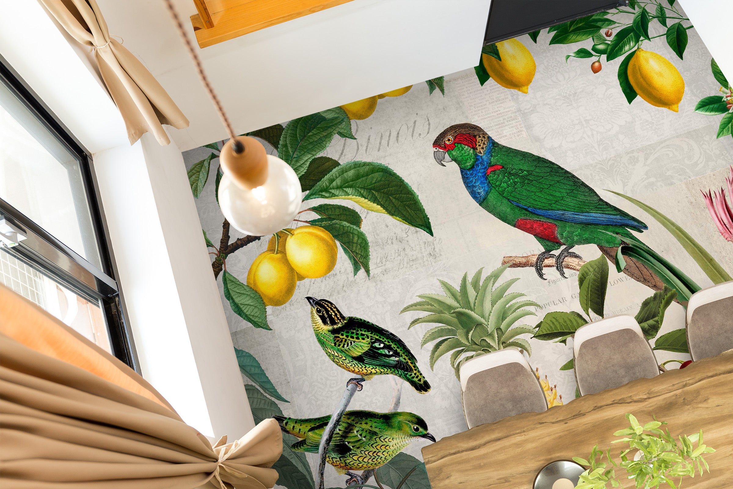 3D Lemon Tree Parrot 104147 Andrea Haase Floor Mural