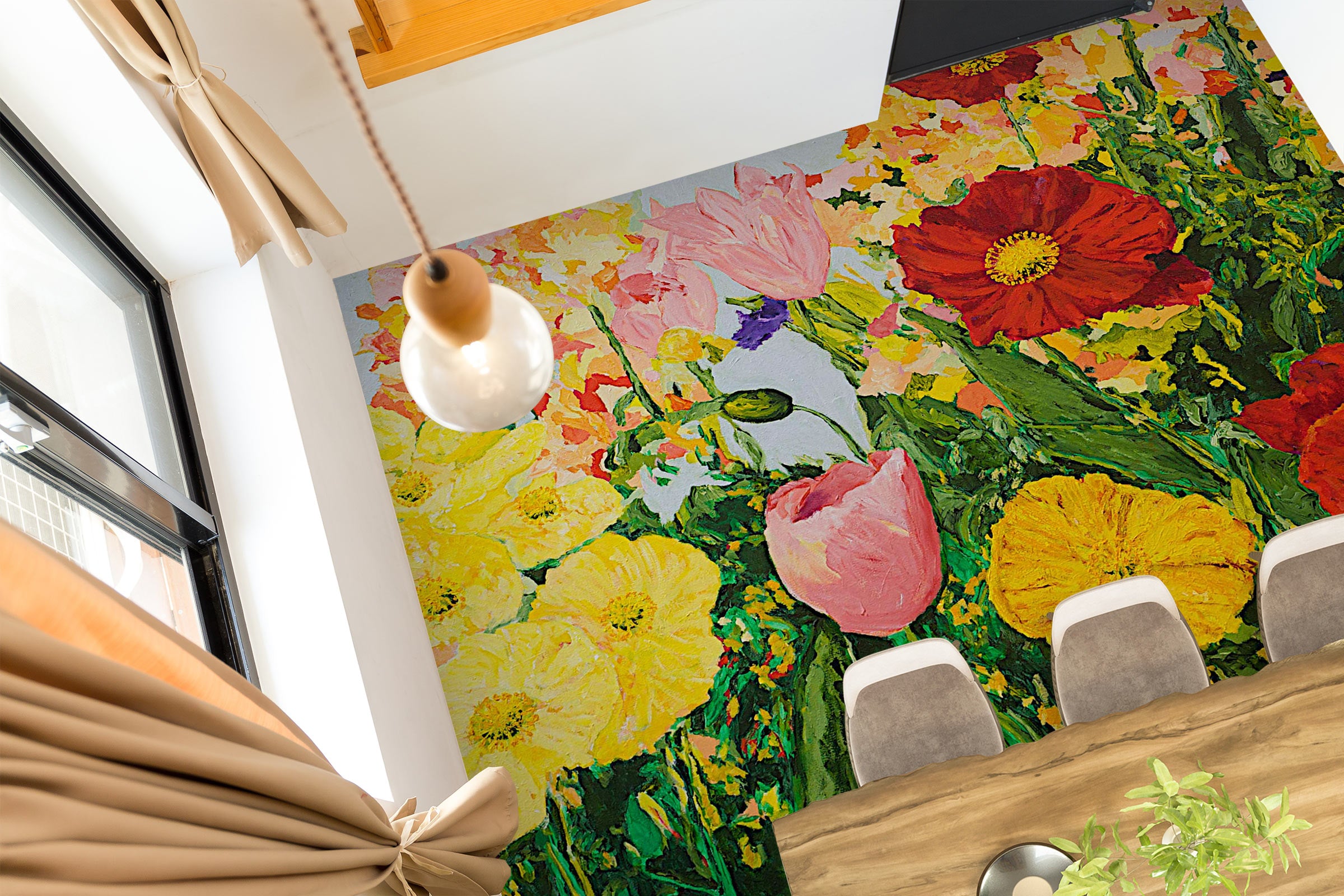 3D Color Flowers Painting 9566 Allan P. Friedlander Floor Mural