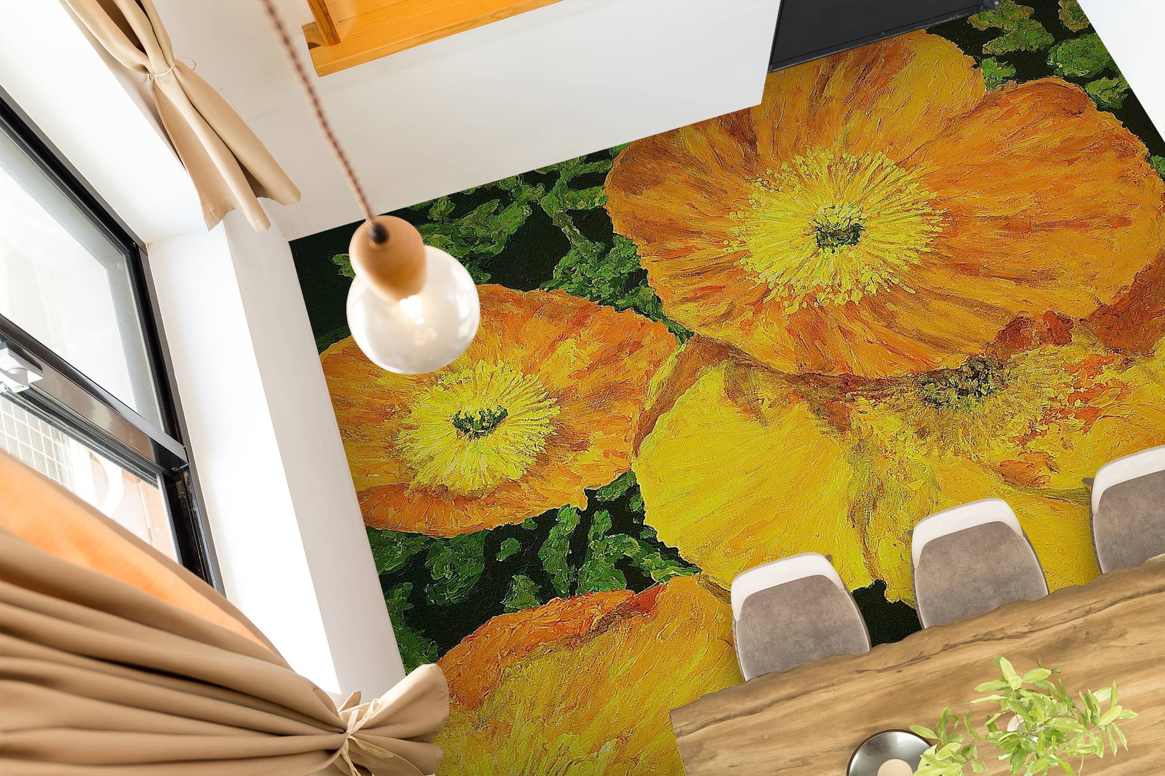 3D Yellow Flower 9601 Allan P. Friedlander Floor Mural