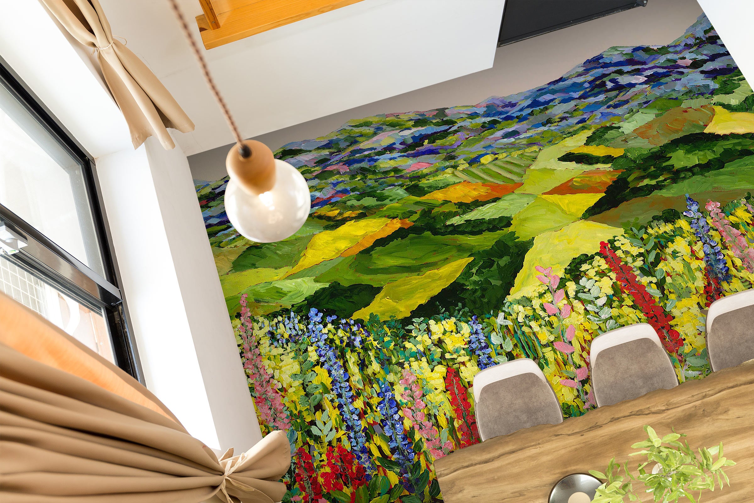 3D Field Colorful Flowers Painting 9545 Allan P. Friedlander Floor Mural