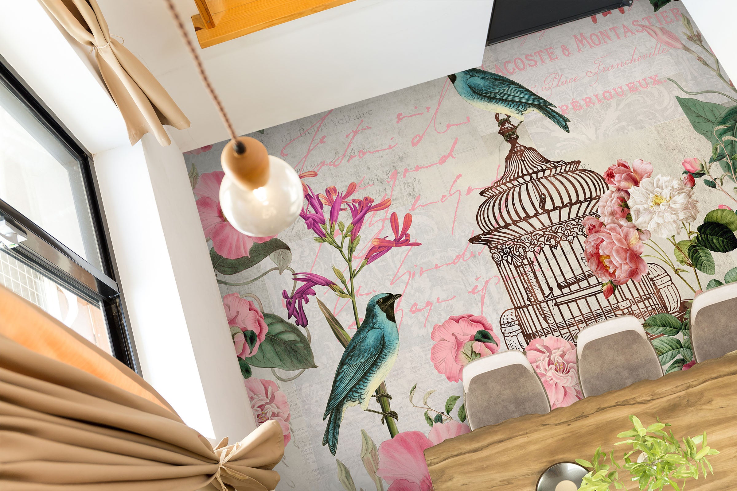 3D Flowers Birdcage 140132 Andrea Haase Floor Mural