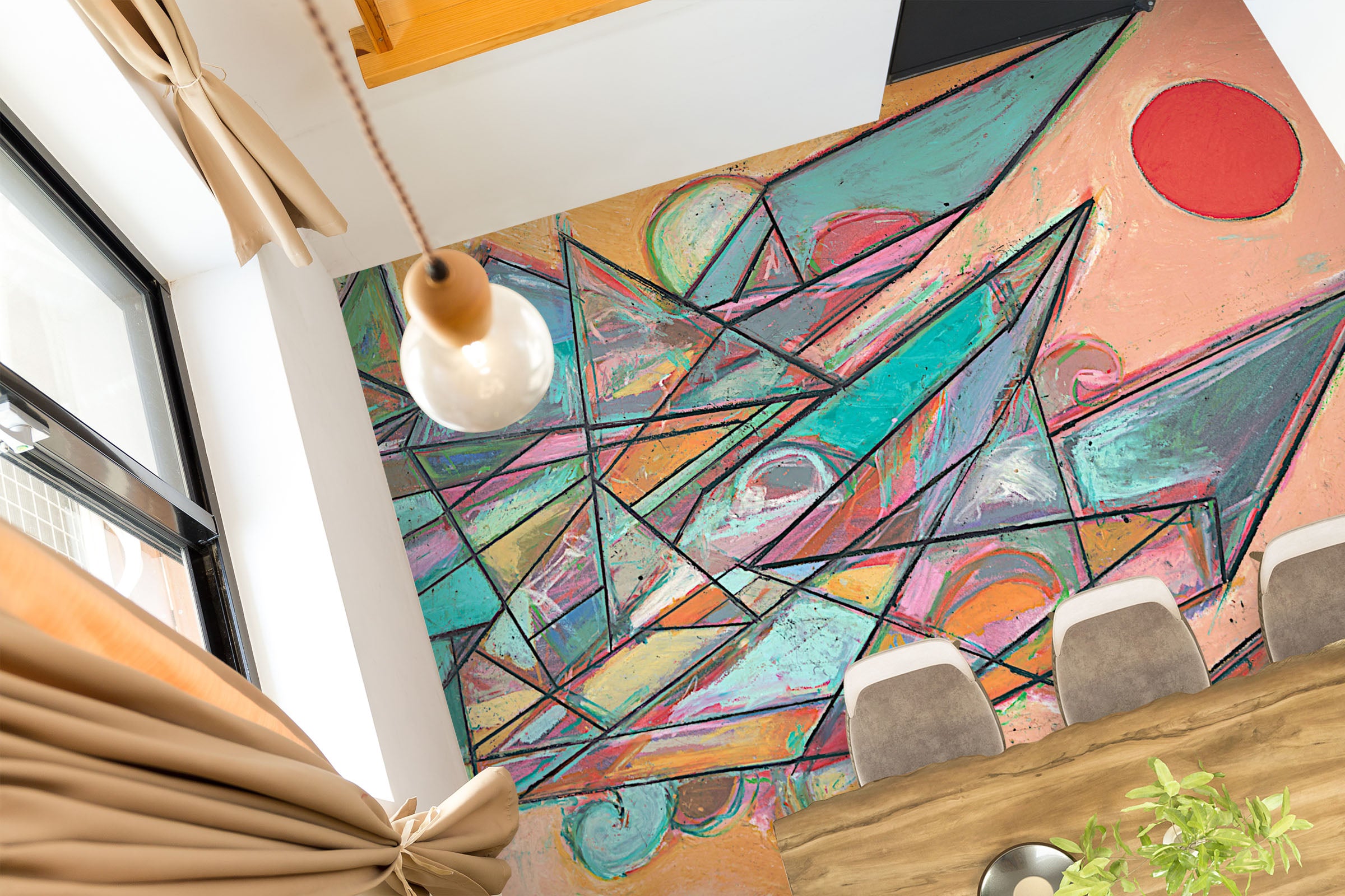 3D Triangle Lines Painting 9942 Allan P. Friedlander Floor Mural