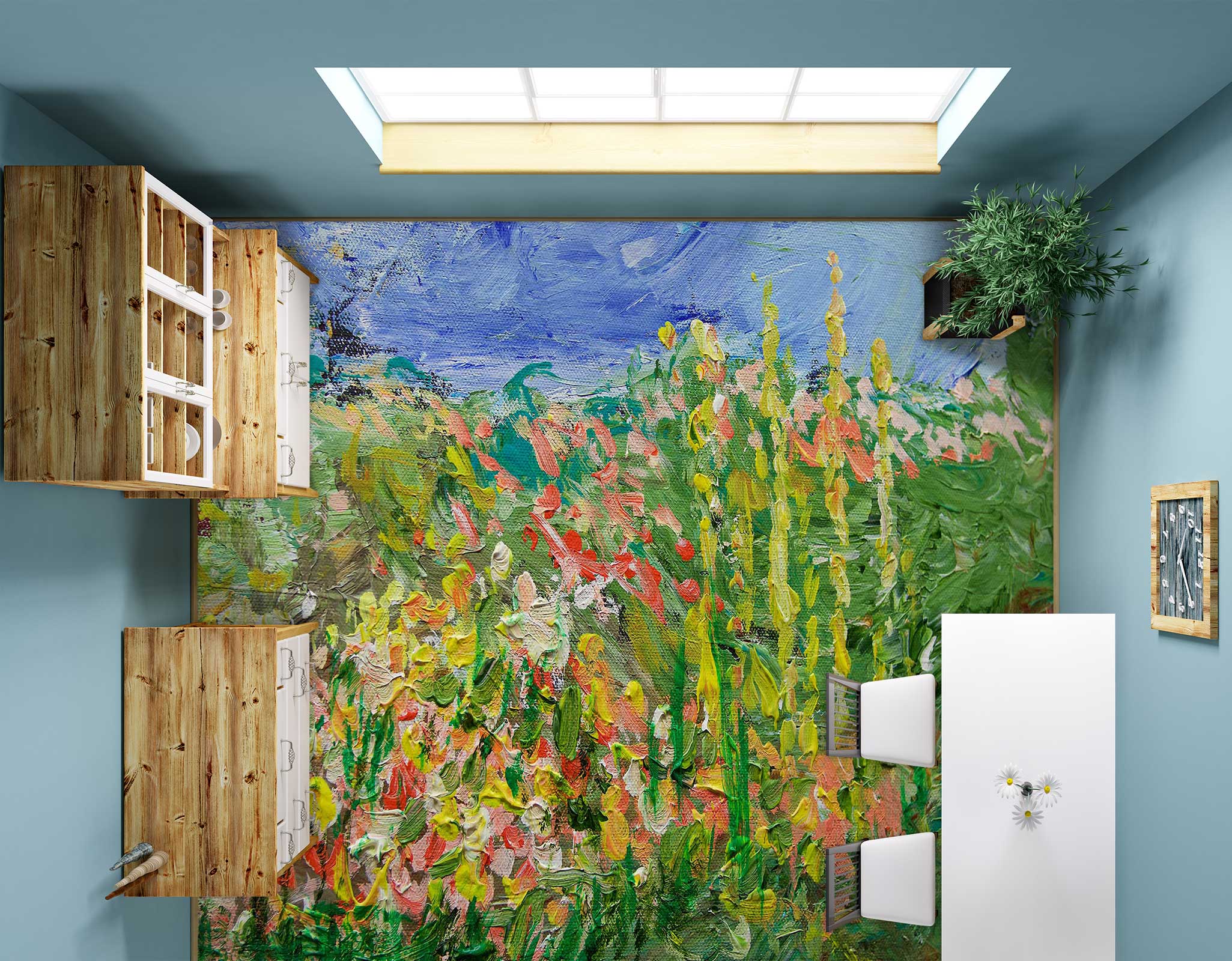 3D Oil Painting Meadow Flowers 9658 Allan P. Friedlander Floor Mural