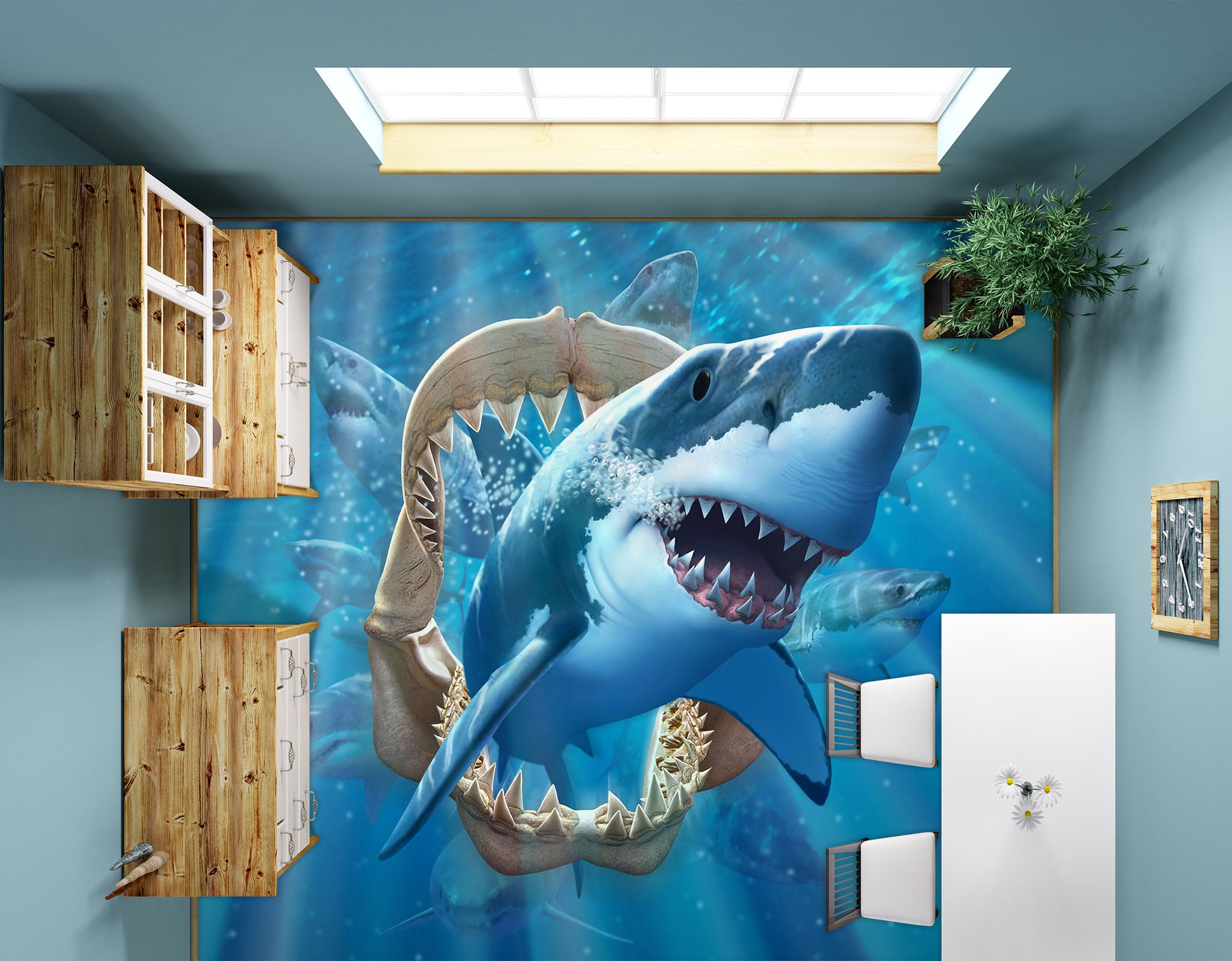 3D Shark 96220 Jerry LoFaro Floor Mural