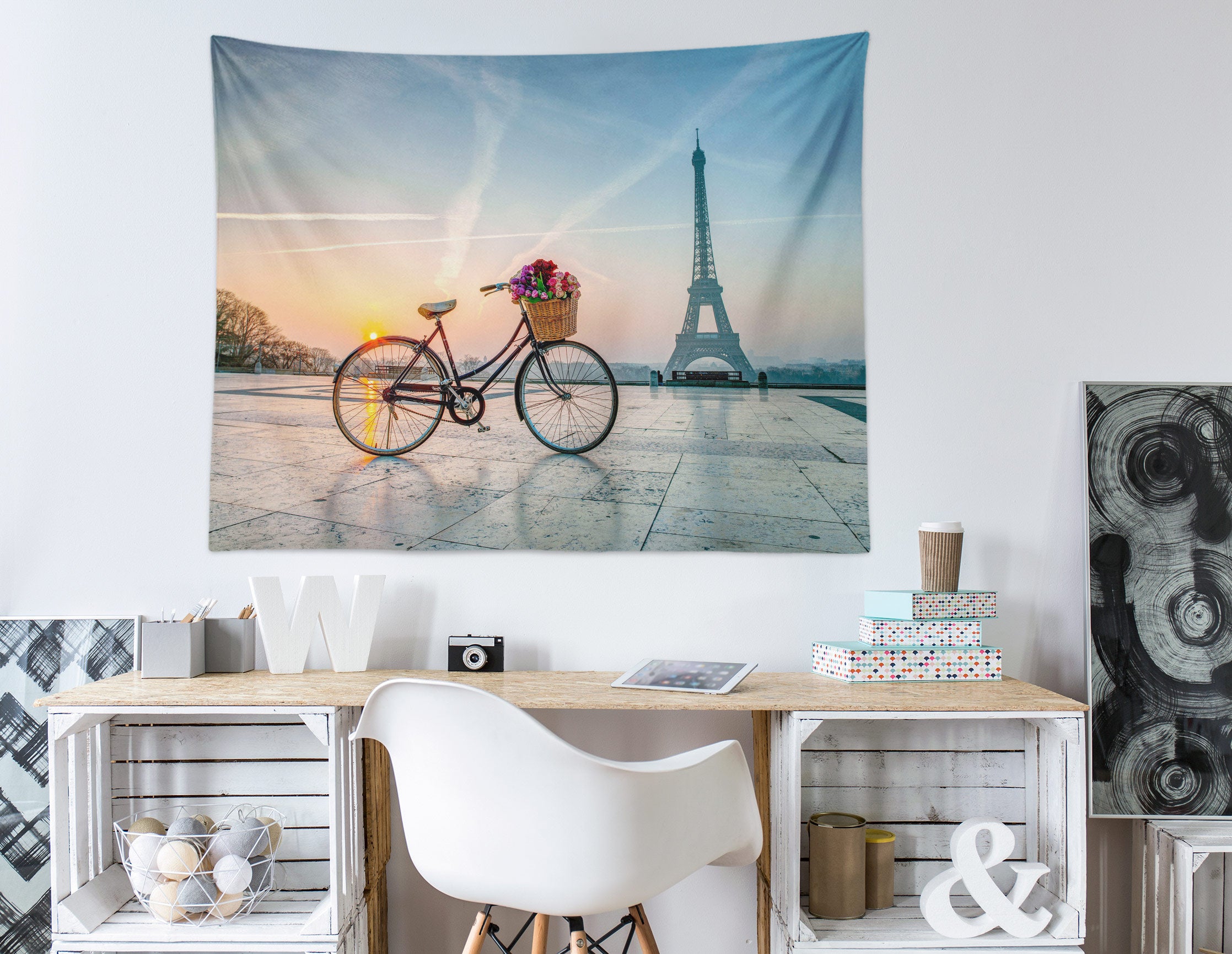 3D Bike Eiffel Tower 112166 Assaf Frank Tapestry Hanging Cloth Hang