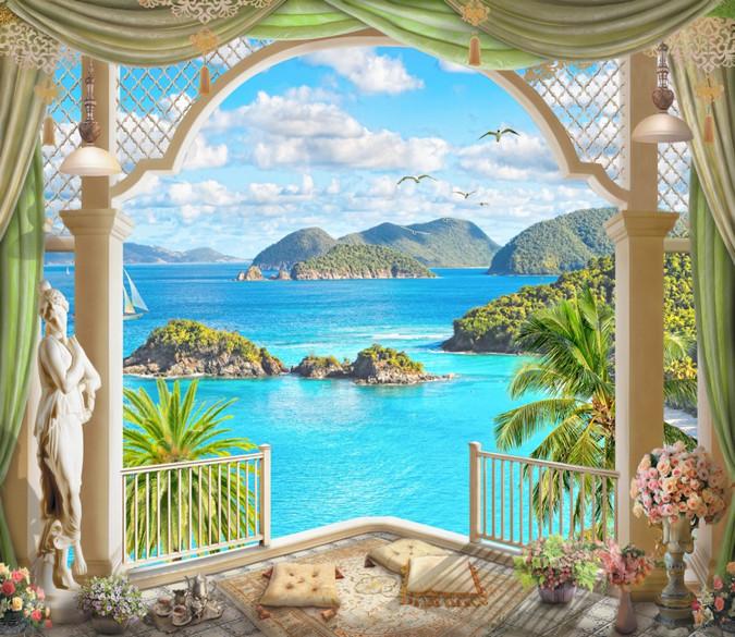 3D Sea Island Hill 722 Wallpaper AJ Wallpaper 