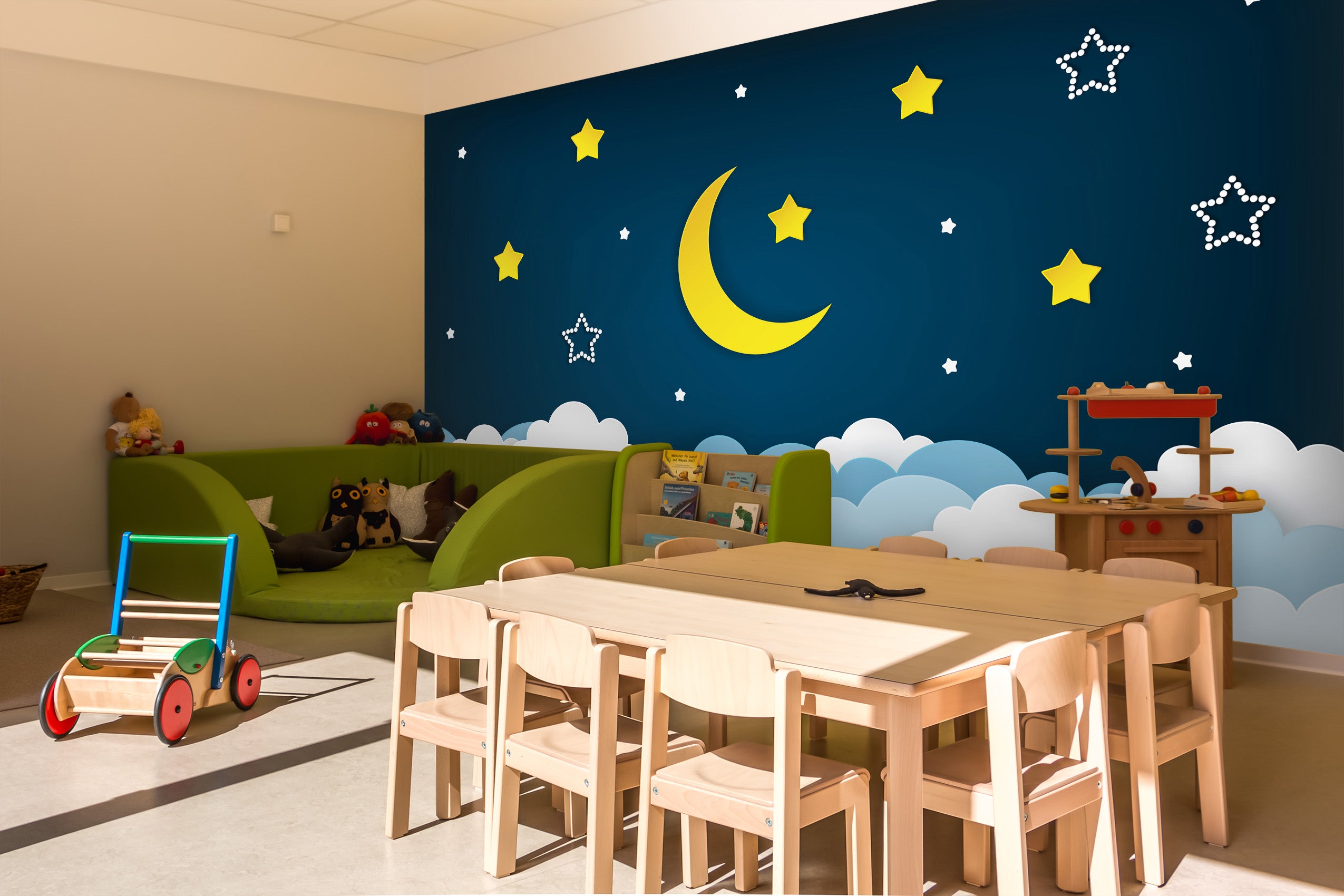 3D Moon Star Cloud 285 Wall Murals