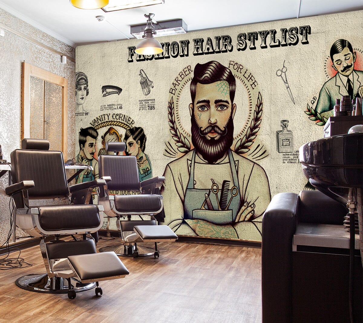 3D Shy Boy 1489 Barber Shop Wall Murals Wallpaper AJ Wallpaper 2 