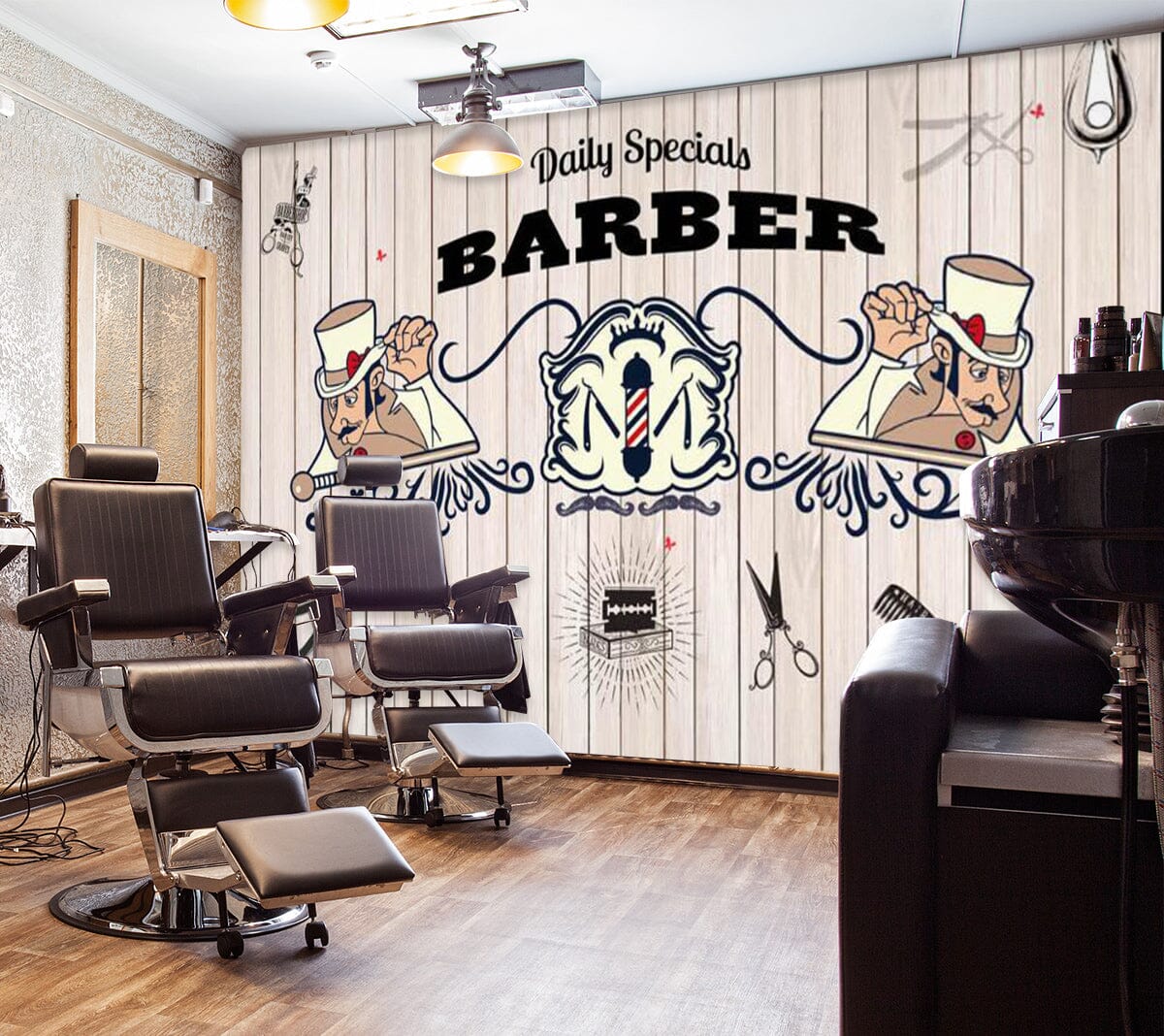 3D Cute Shape 1411 Barber Shop Wall Murals Wallpaper AJ Wallpaper 2 