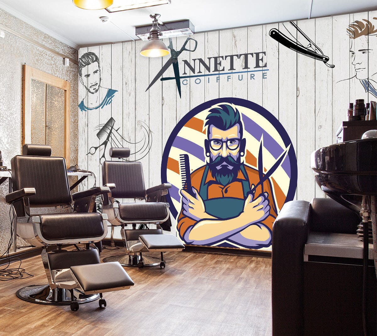 3D Start Cutting 1403 Barber Shop Wall Murals Wallpaper AJ Wallpaper 2 