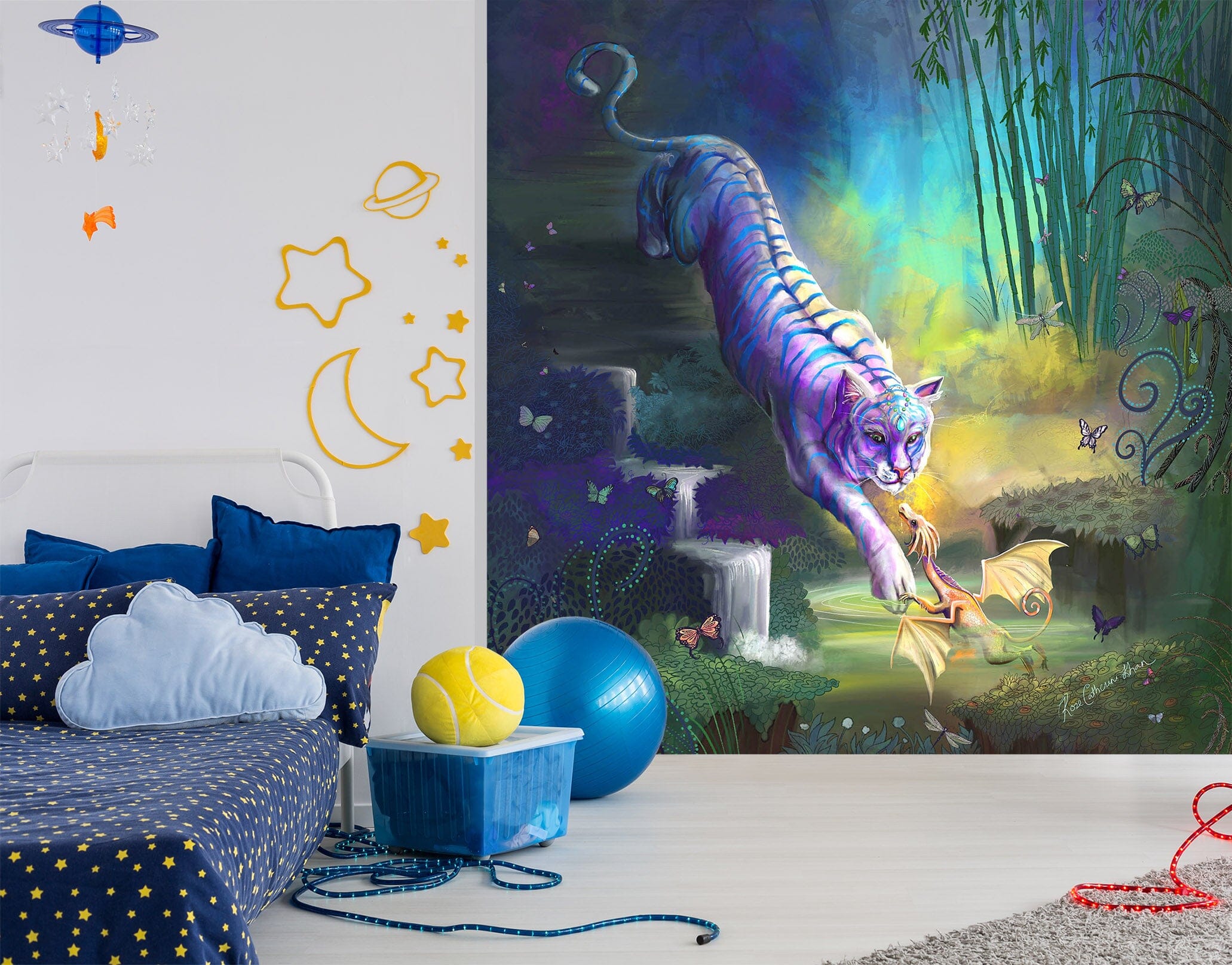 3D White Tiger 1416 Rose Catherine Khan Wall Mural Wall Murals Wallpaper AJ Wallpaper 2 