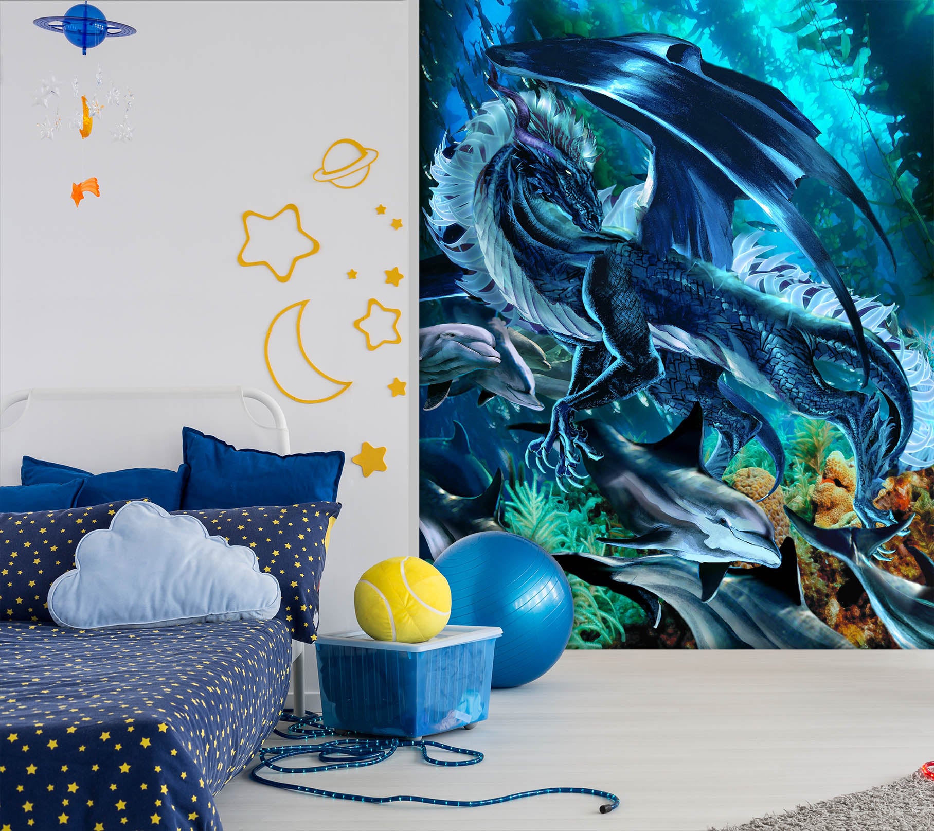 3D Blue Dragon 8126 Ruth Thompson Wall Mural Wall Murals