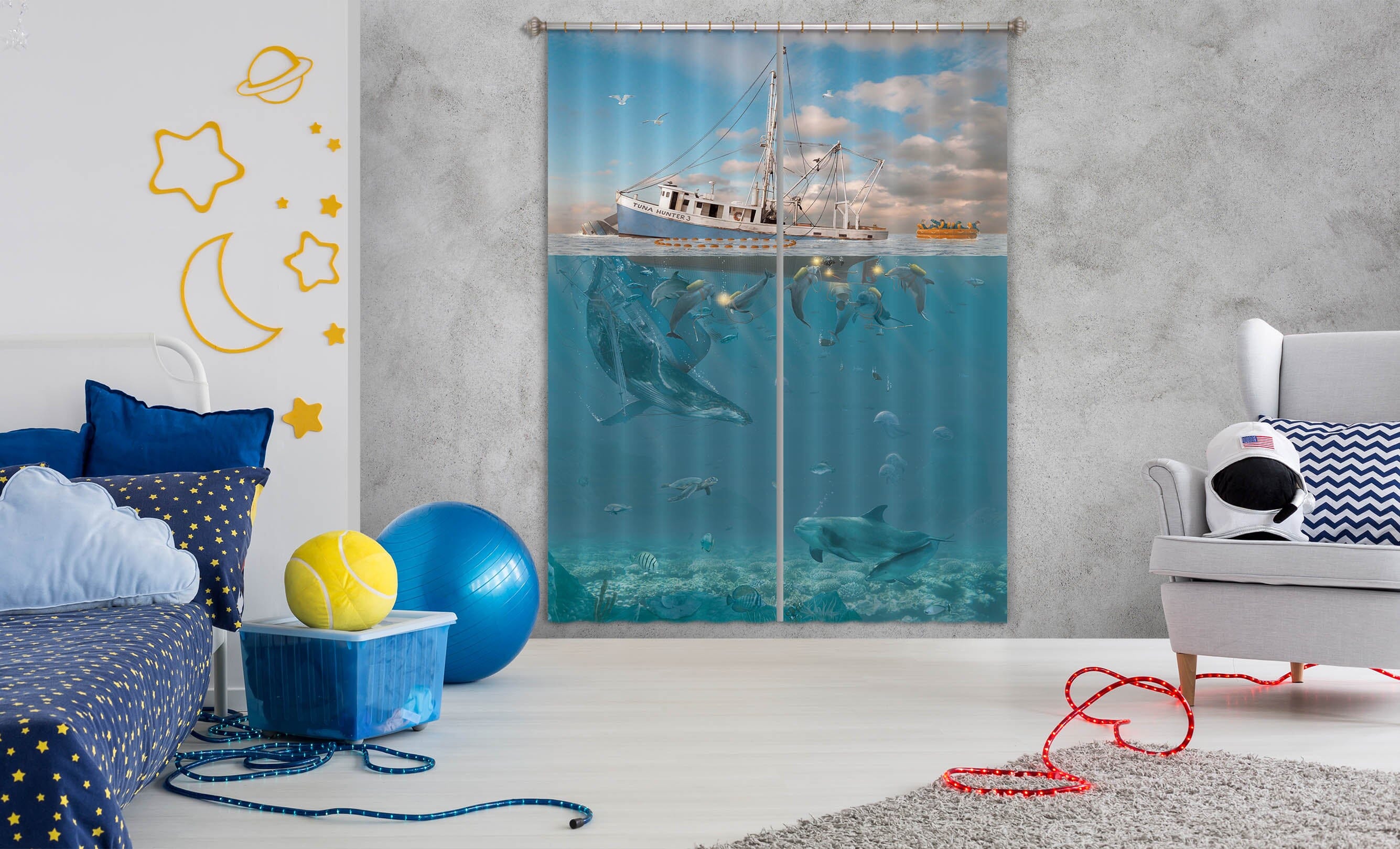 3D Rage Of The Dolphin 063 Vincent Hie Curtain Curtains Drapes Curtains AJ Creativity Home 