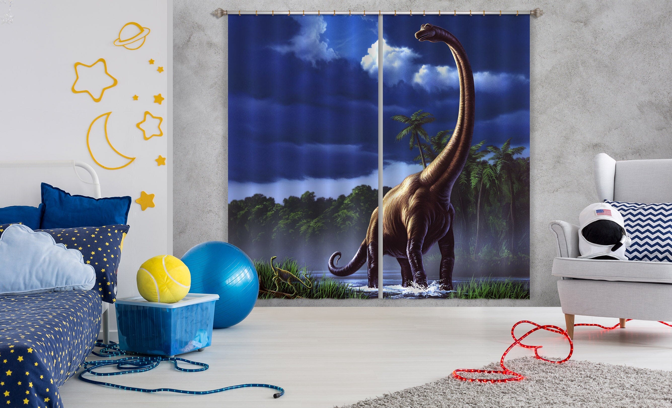 3D Long Necked Dragon 055 Jerry LoFaro Curtain Curtains Drapes Curtains AJ Creativity Home 