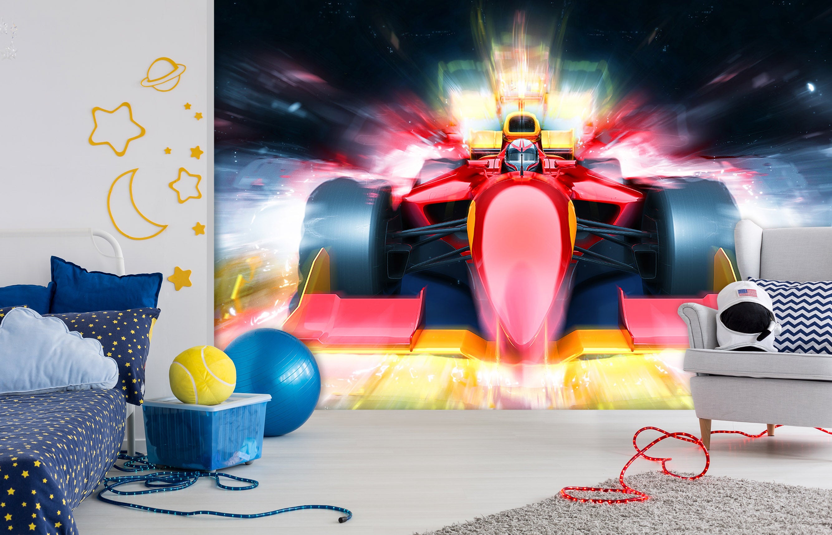 3D Red Racing Car 317 Vehicle Wall Murals