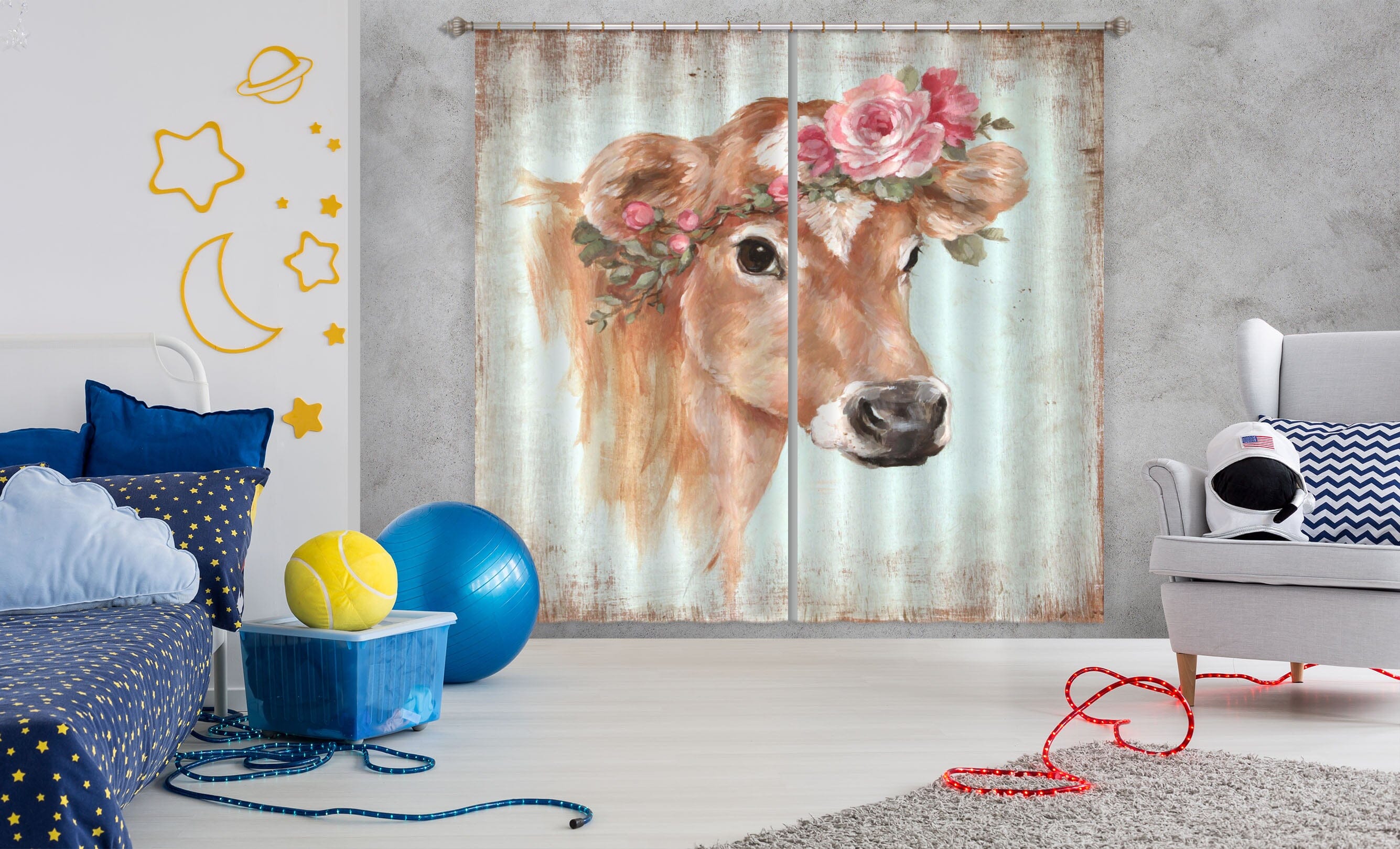 3D Rose Cow 058 Debi Coules Curtain Curtains Drapes Curtains AJ Creativity Home 