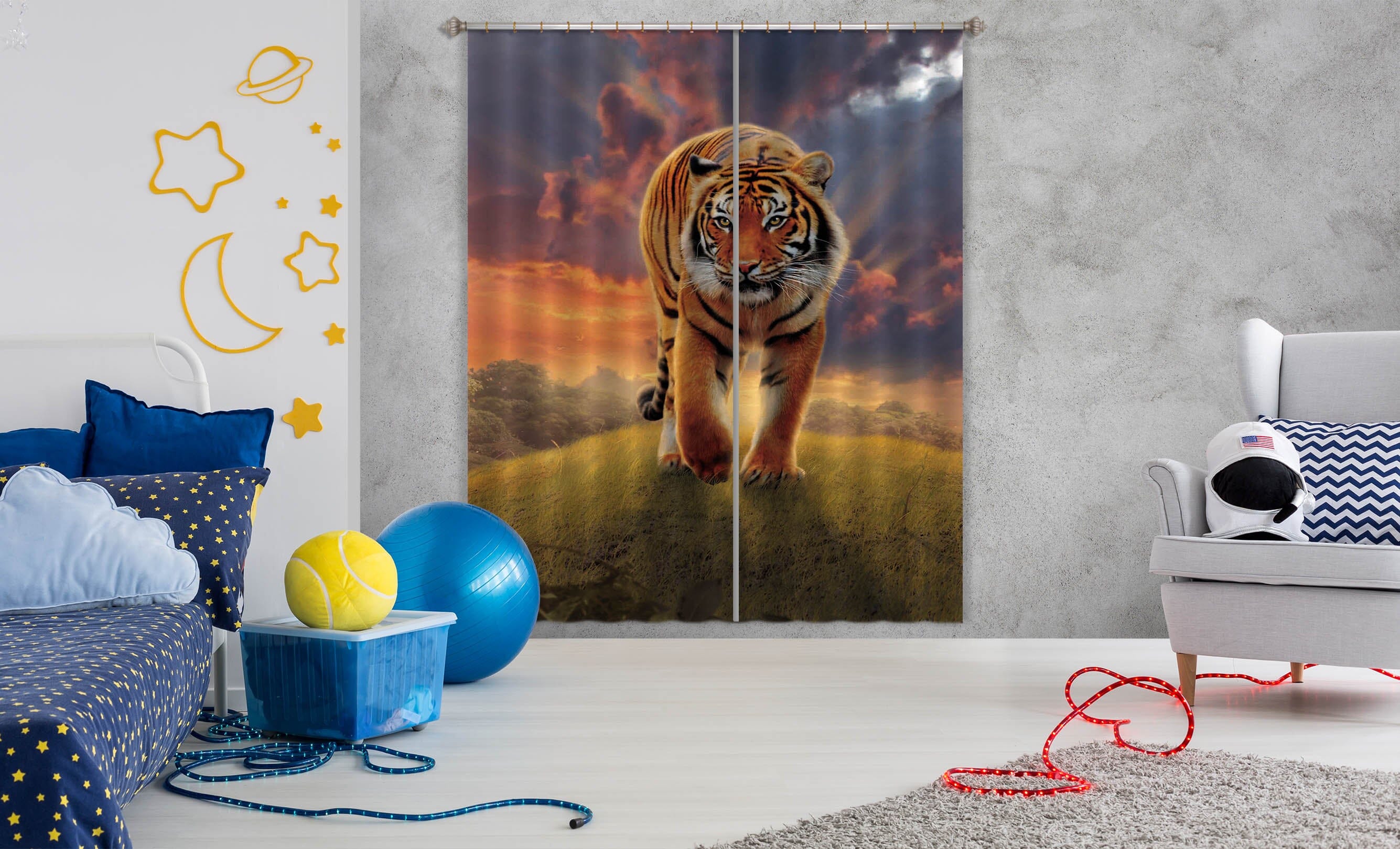 3D Rising Tiger 065 Vincent Hie Curtain Curtains Drapes Curtains AJ Creativity Home 