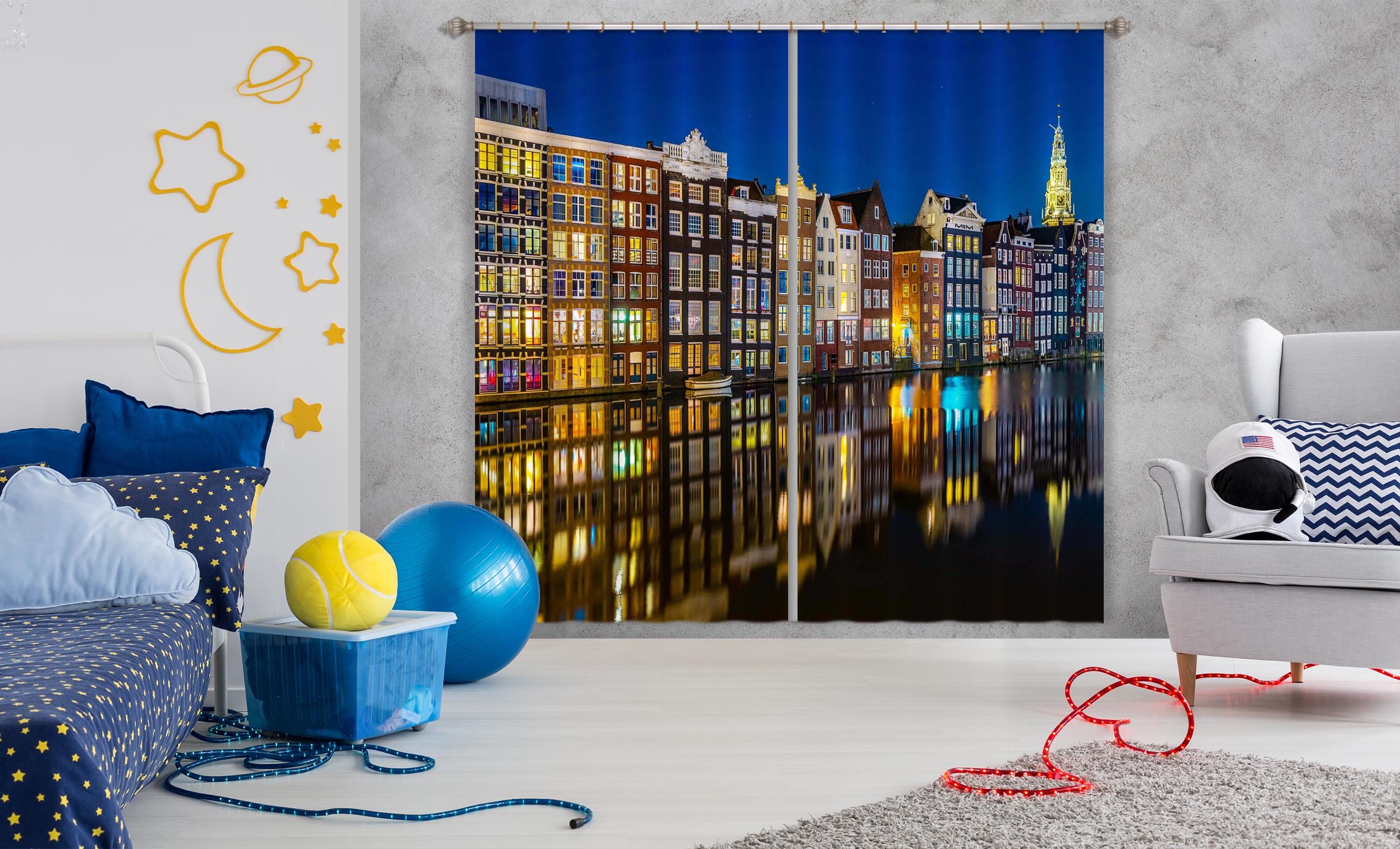 3D Night City 042 Marco Carmassi Curtain Curtains Drapes Curtains AJ Creativity Home 