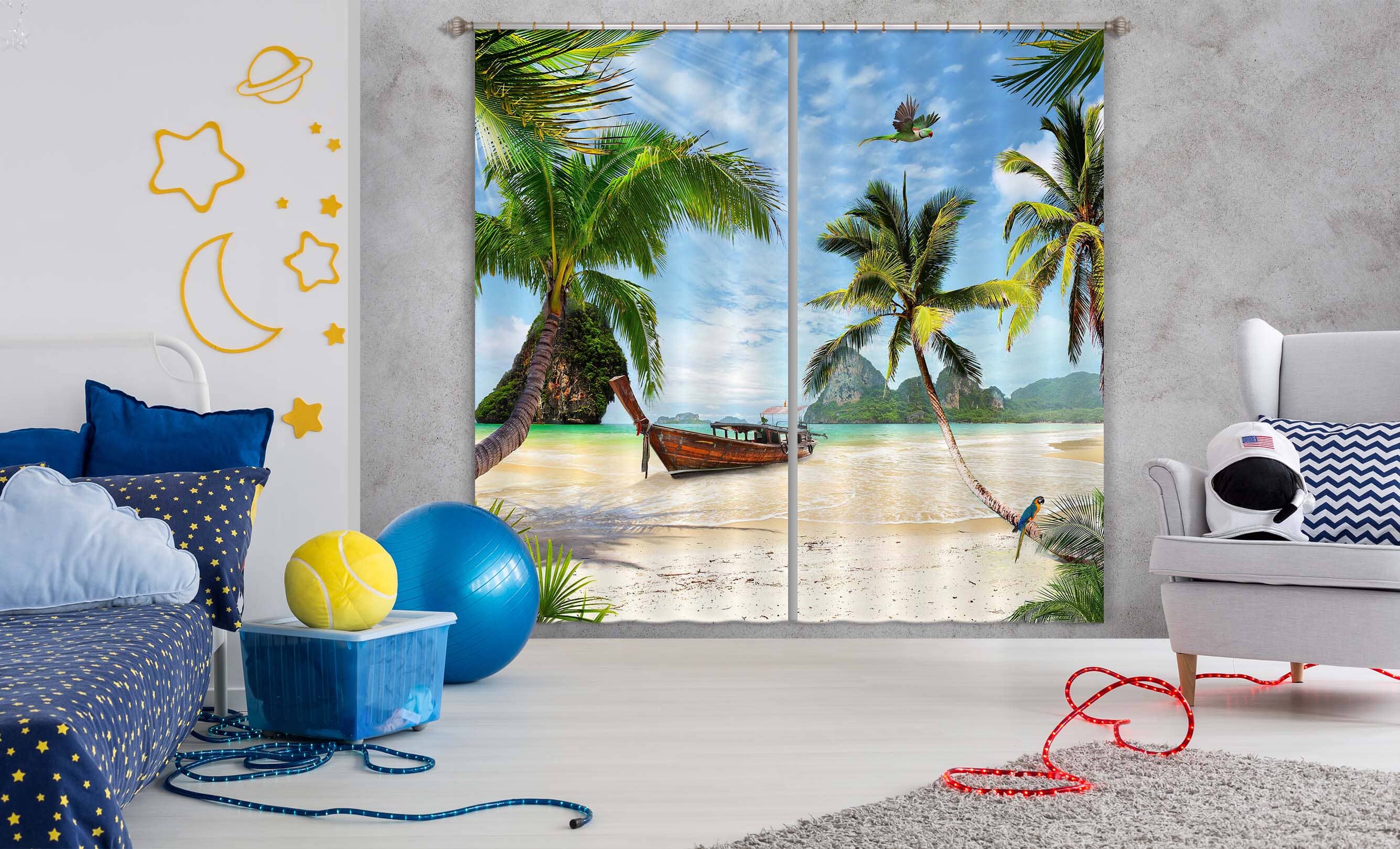3D Coconut Palm Tree 814 Curtains Drapes Wallpaper AJ Wallpaper 