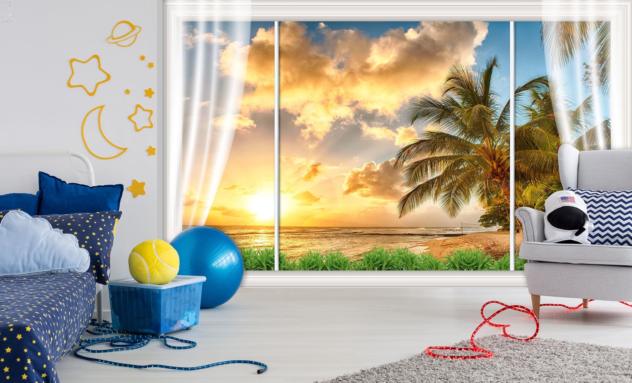 3D Coconut Tree Dusk 1691 Wall Murals Wallpaper AJ Wallpaper 2 