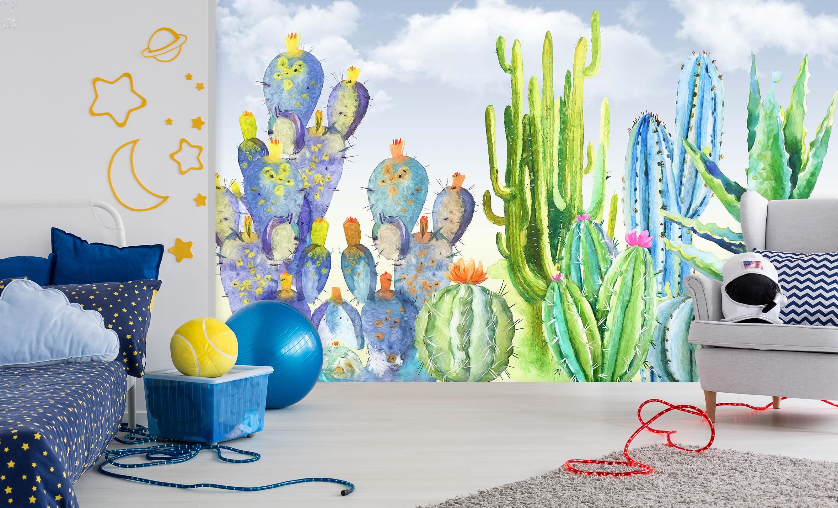 3D Green Cactus 025 Wall Murals Wallpaper AJ Wallpaper 2 