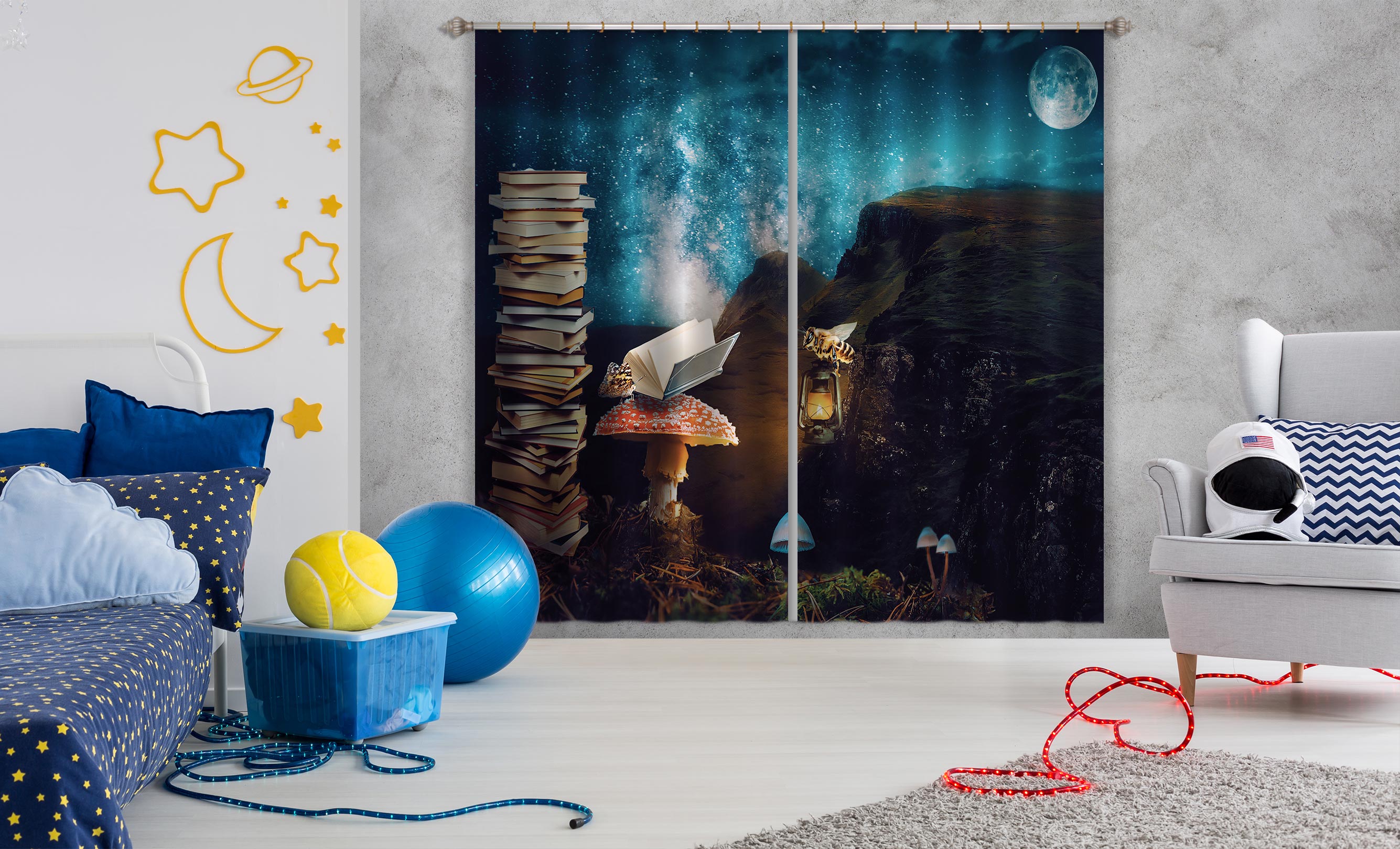 3D Bee Book Mushroom 5321 Beth Sheridan Curtain Curtains Drapes