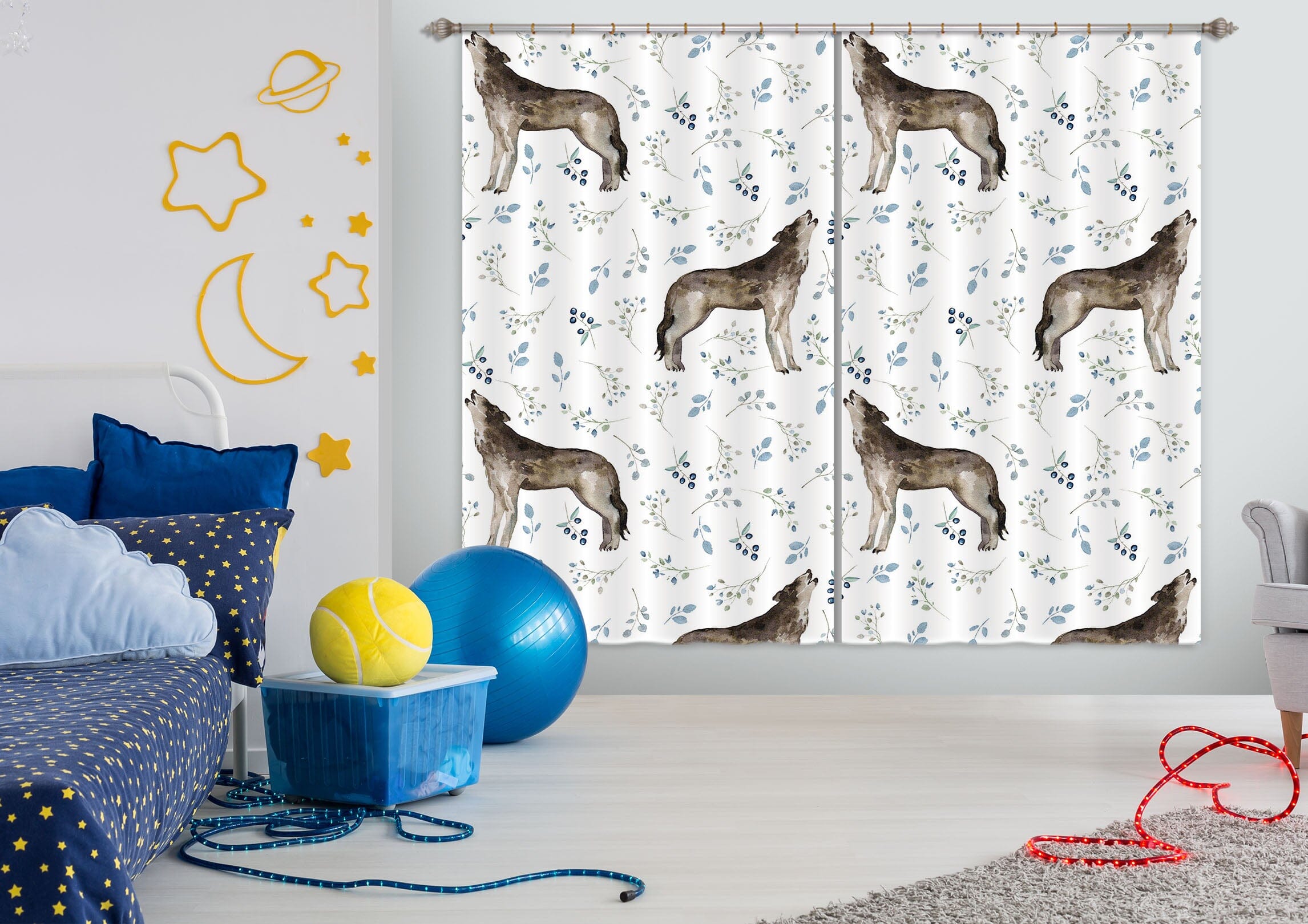3D Wolf Roar 107 Uta Naumann Curtain Curtains Drapes Curtains AJ Creativity Home 