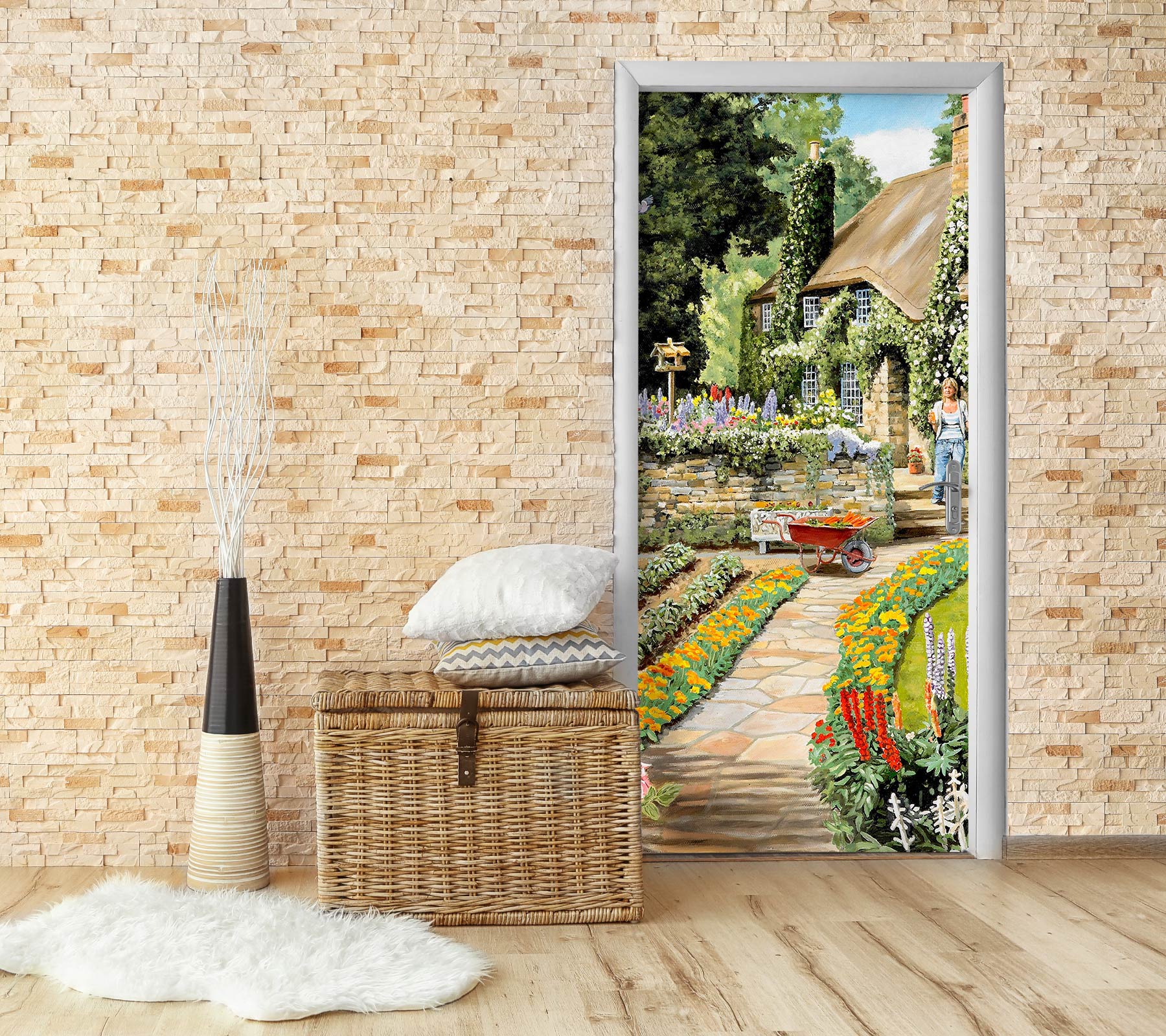 3D Garden Yard Cottage 103139 Trevor Mitchell Door Mural