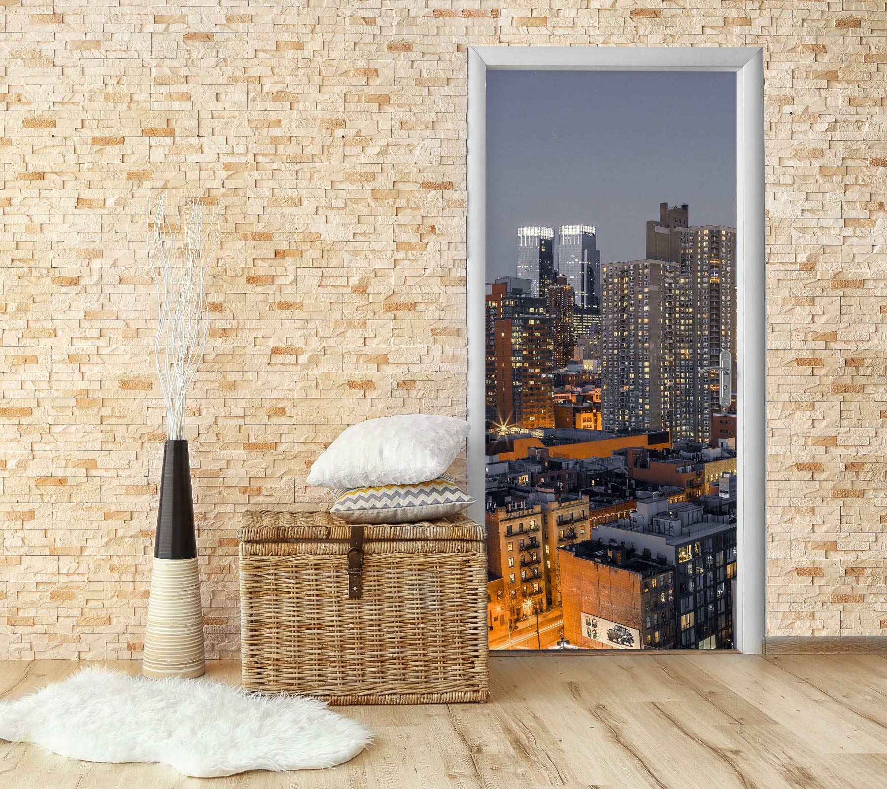 3D Night Building 101178 Assaf Frank Door Mural