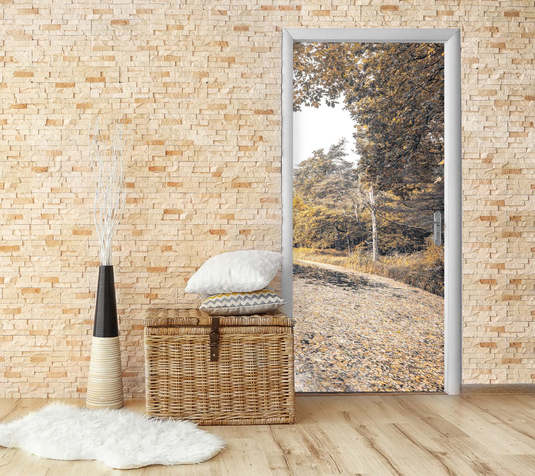 3D Road Trees Grass 101188 Assaf Frank Door Mural