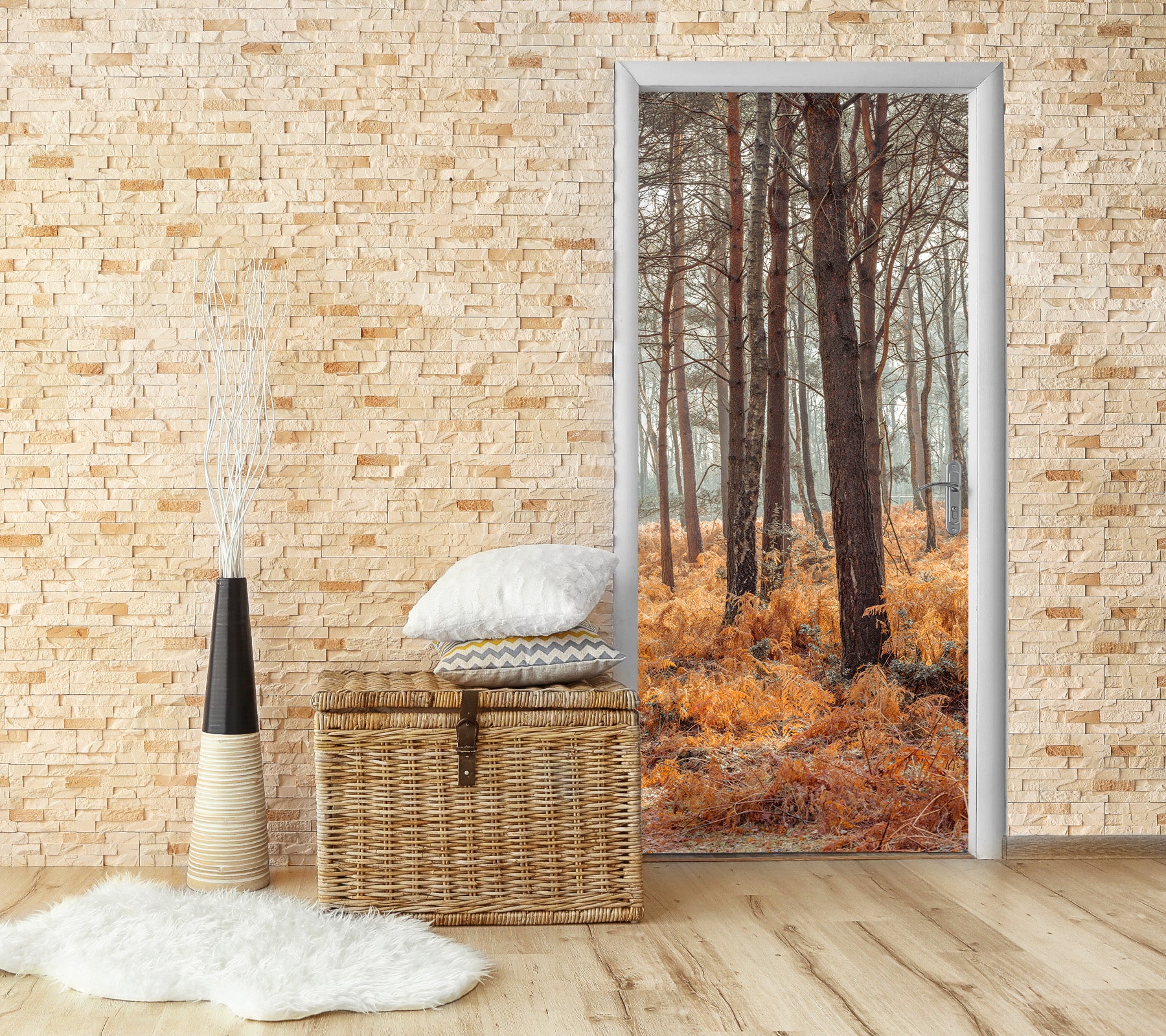 3D Yellow Weeds 5131 Assaf Frank Door Mural