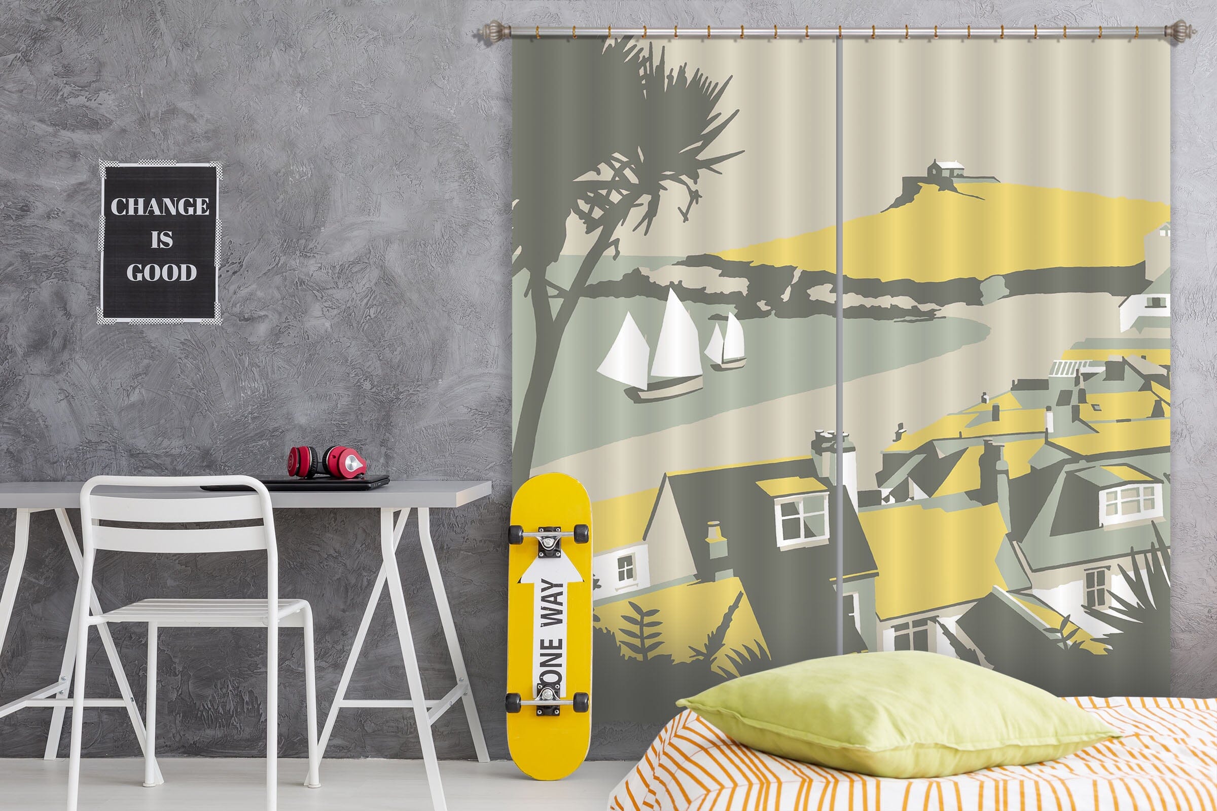 3D Yellow Umbrella 158 Steve Read Curtain Curtains Drapes Curtains AJ Creativity Home 