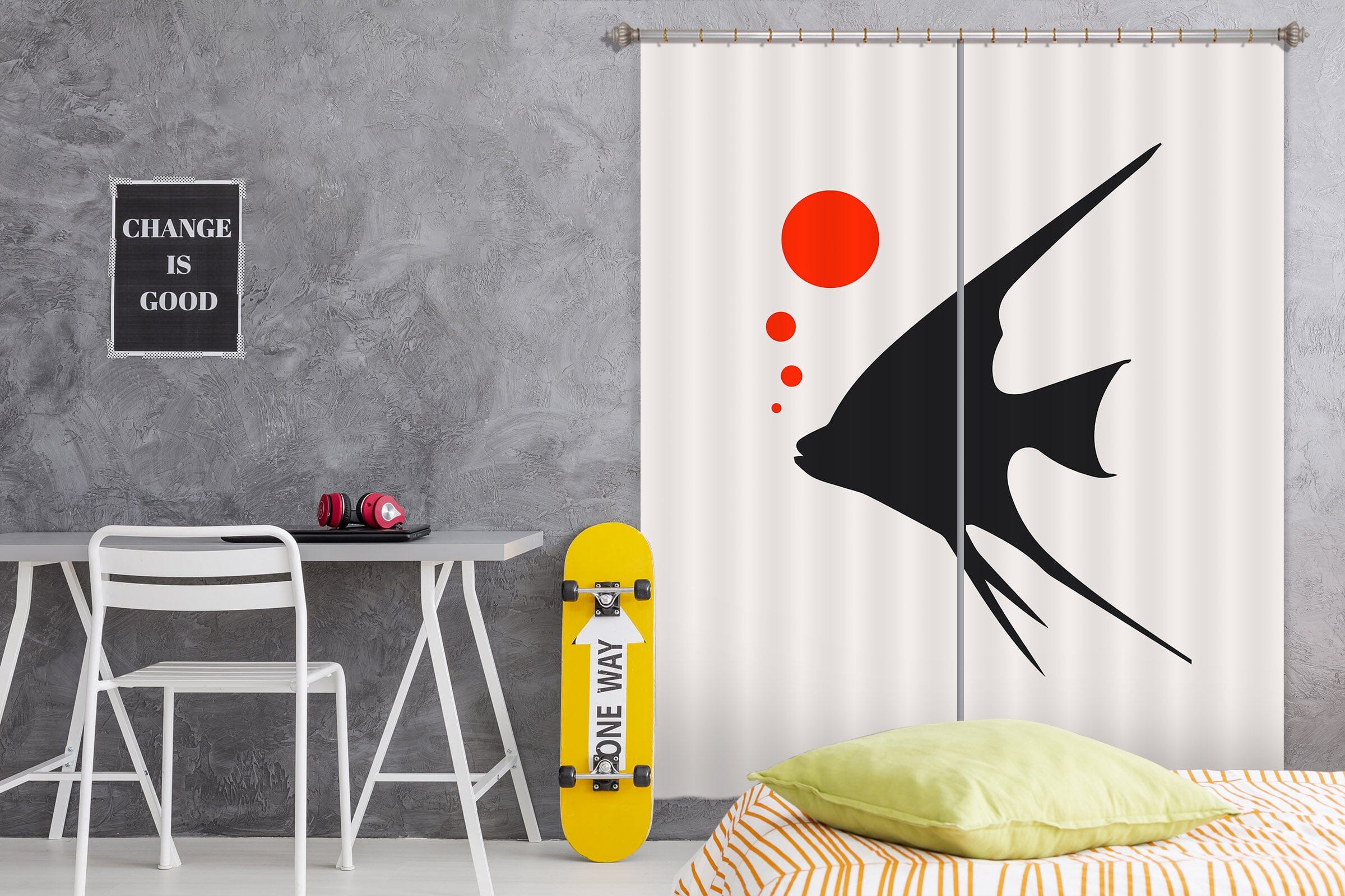 3D Fish Bubble 1016 Boris Draschoff Curtain Curtains Drapes Curtains AJ Creativity Home 