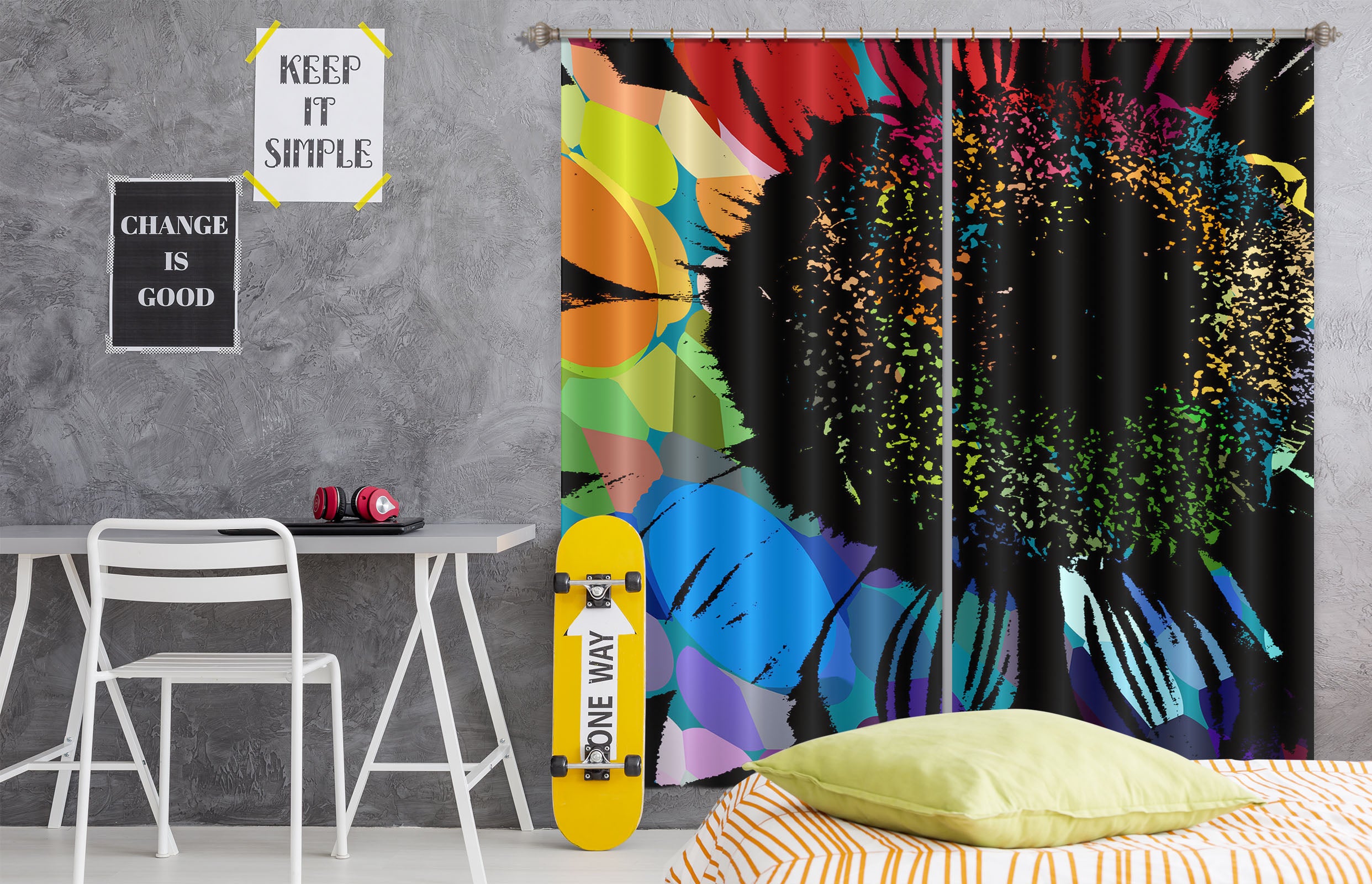 3D Colored Petals 19177 Shandra Smith Curtain Curtains Drapes