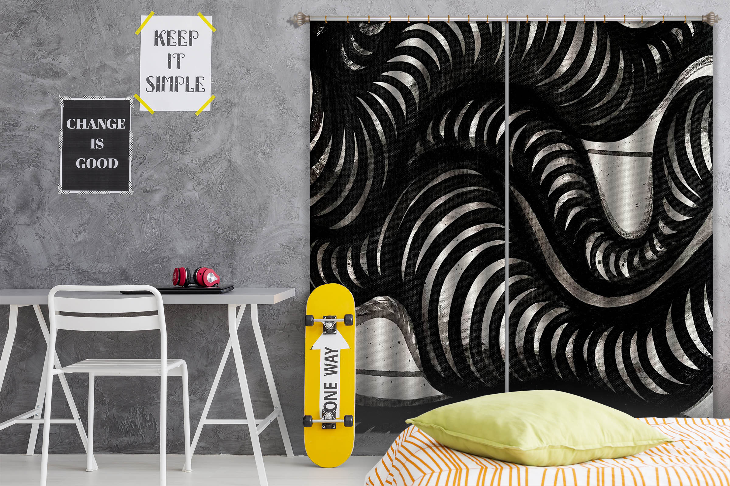 3D Line Drawing 392 Jacqueline Reynoso Curtain Curtains Drapes