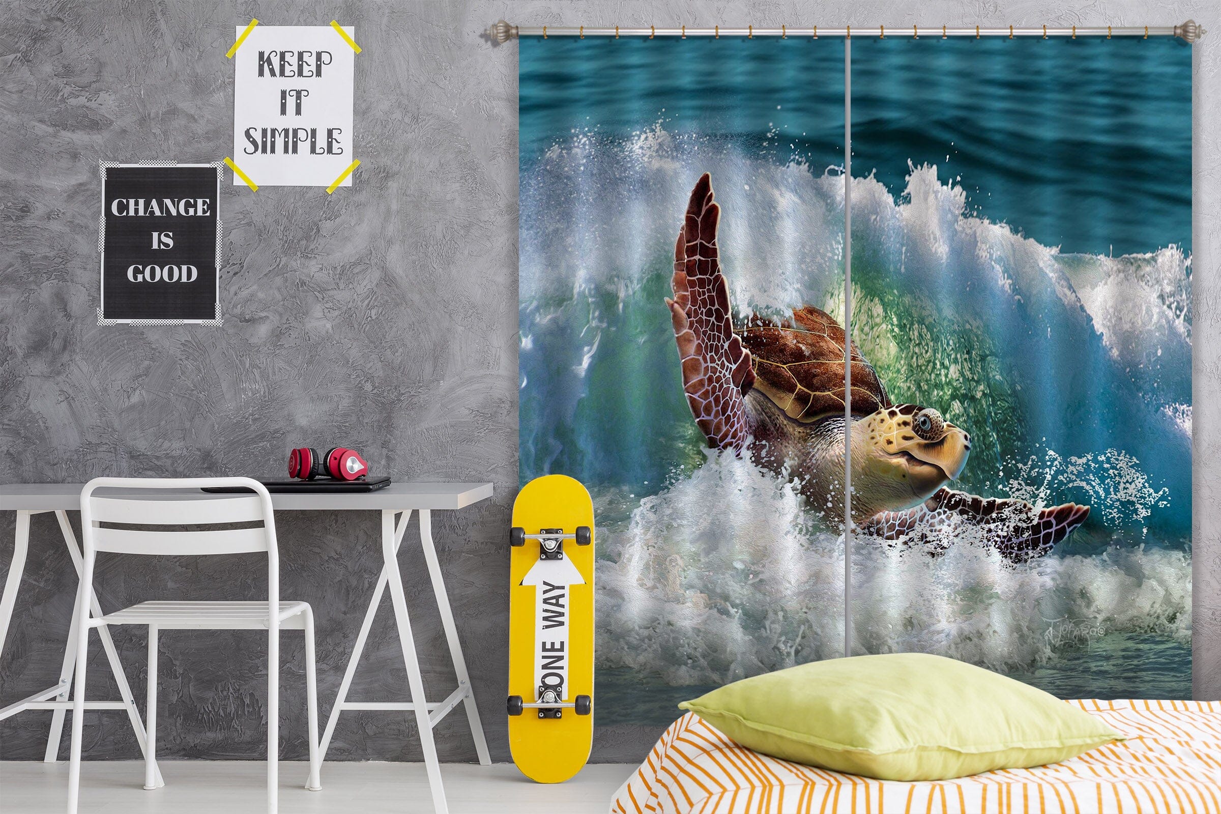3D Sea Turtle 074 Jerry LoFaro Curtain Curtains Drapes Curtains AJ Creativity Home 