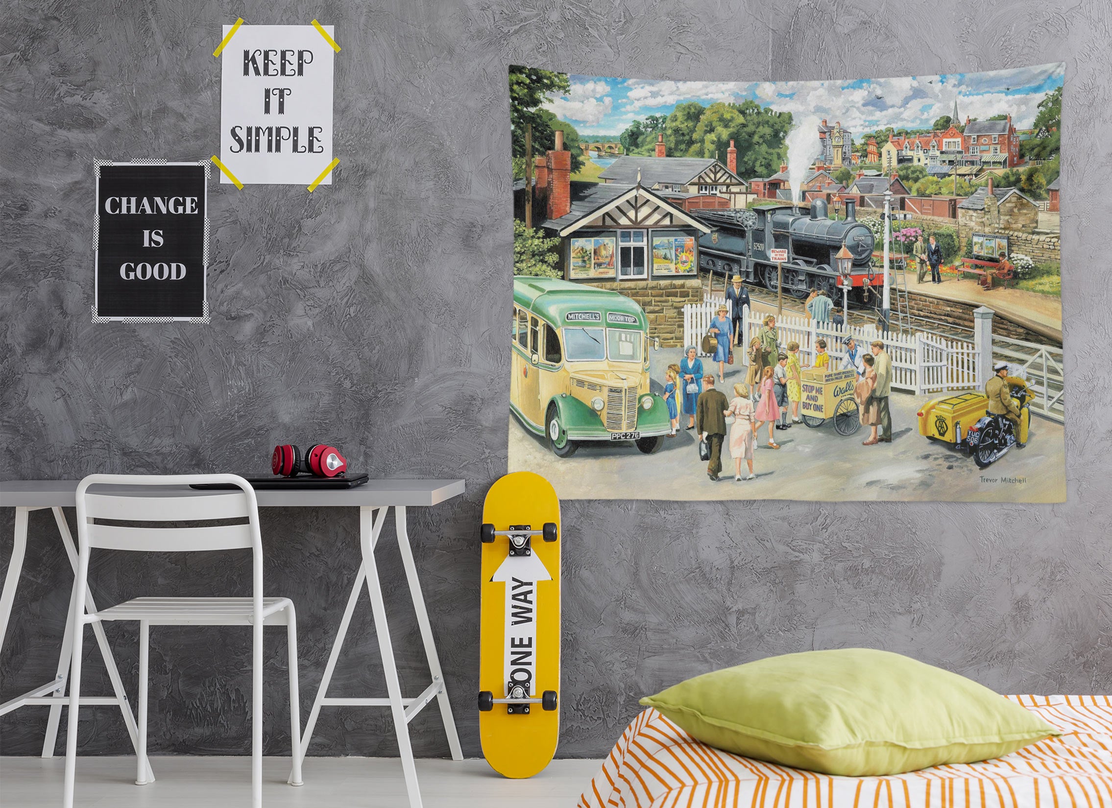 3D Railway Station Car Passenger 11279 Trevor Mitchell Tapestry Hanging Cloth Hang