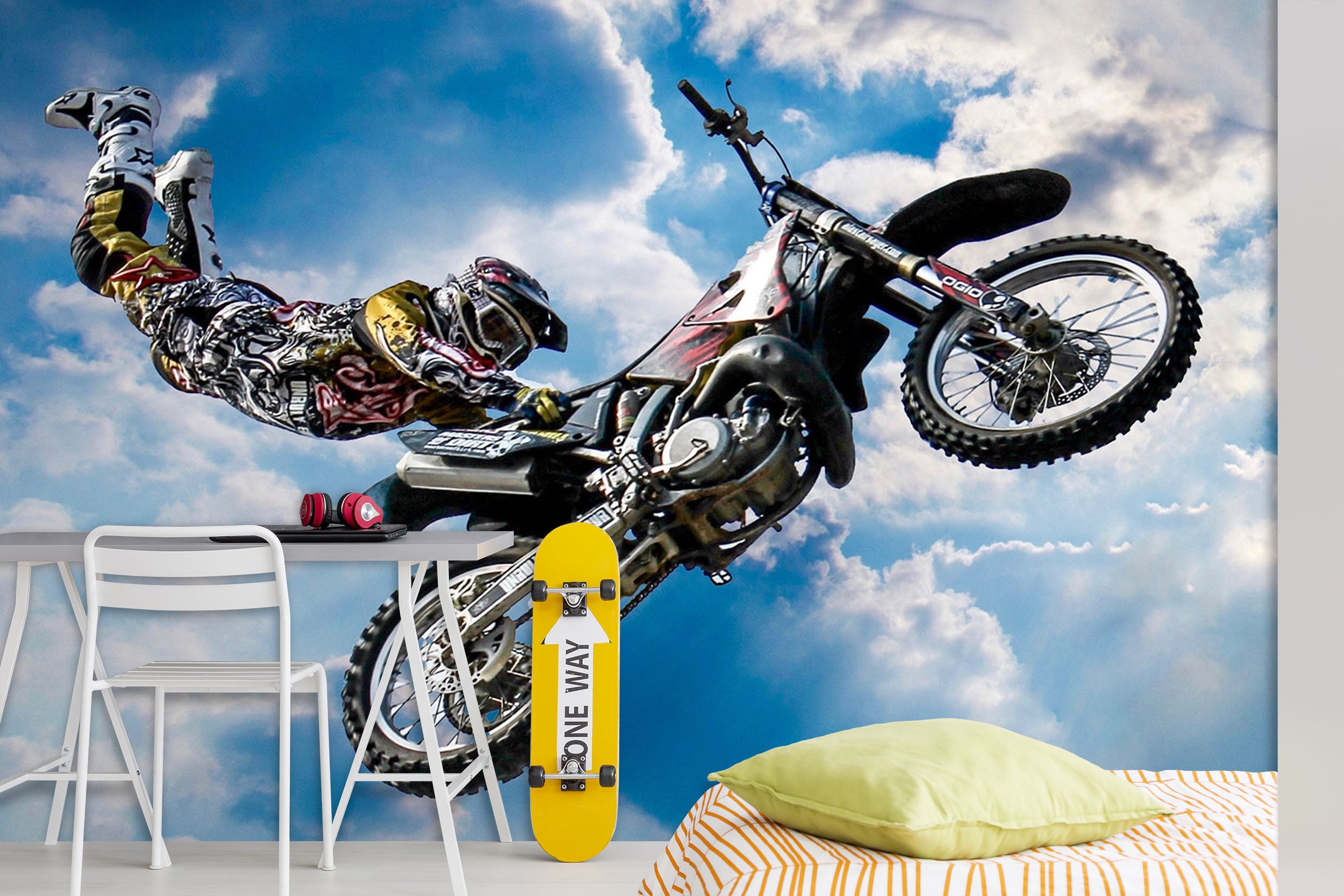 3D Motorcycle Flies Up 128 Vehicle Wall Murals