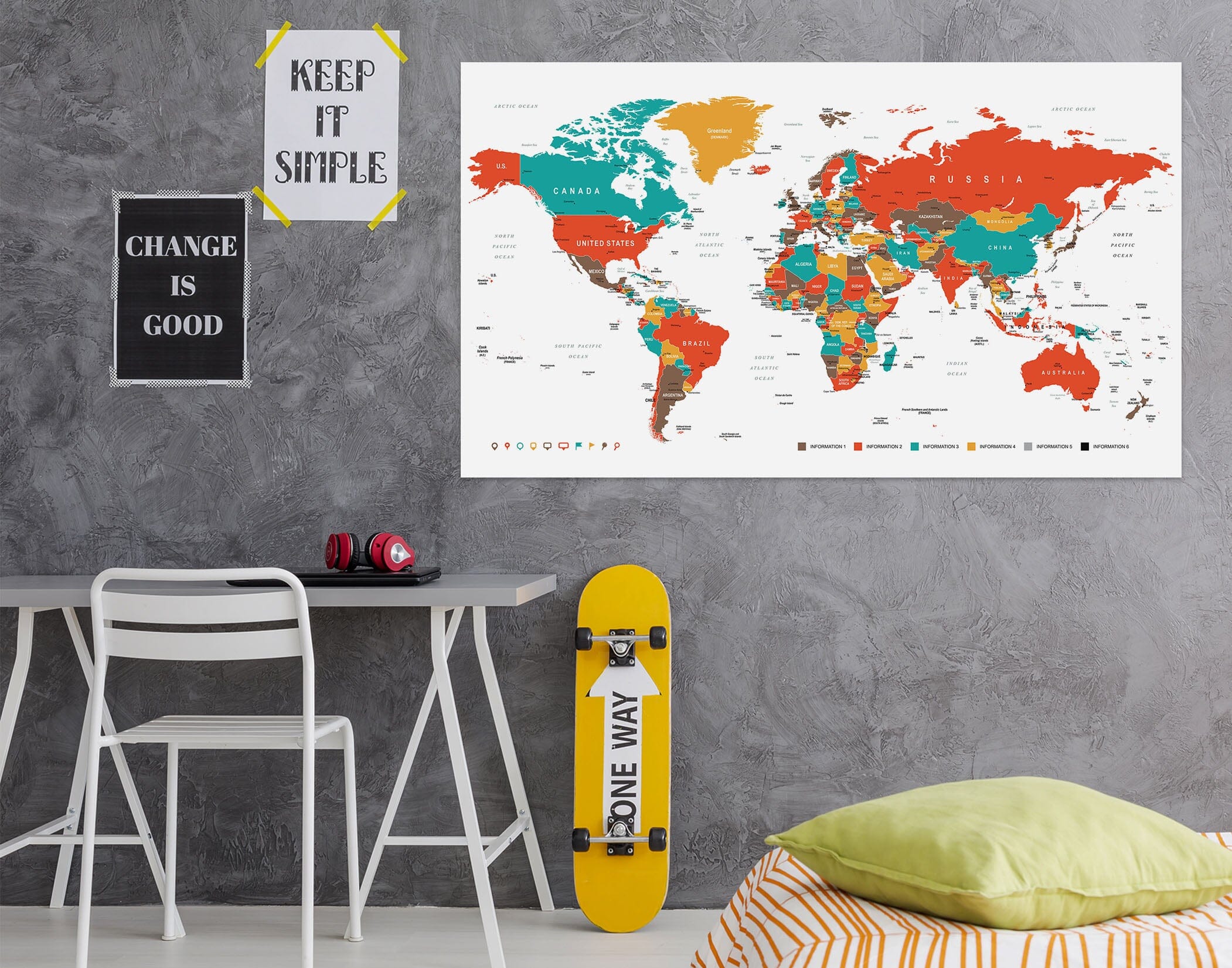 3D Color Patchwork 222 World Map Wall Sticker Wallpaper AJ Wallpaper 2 