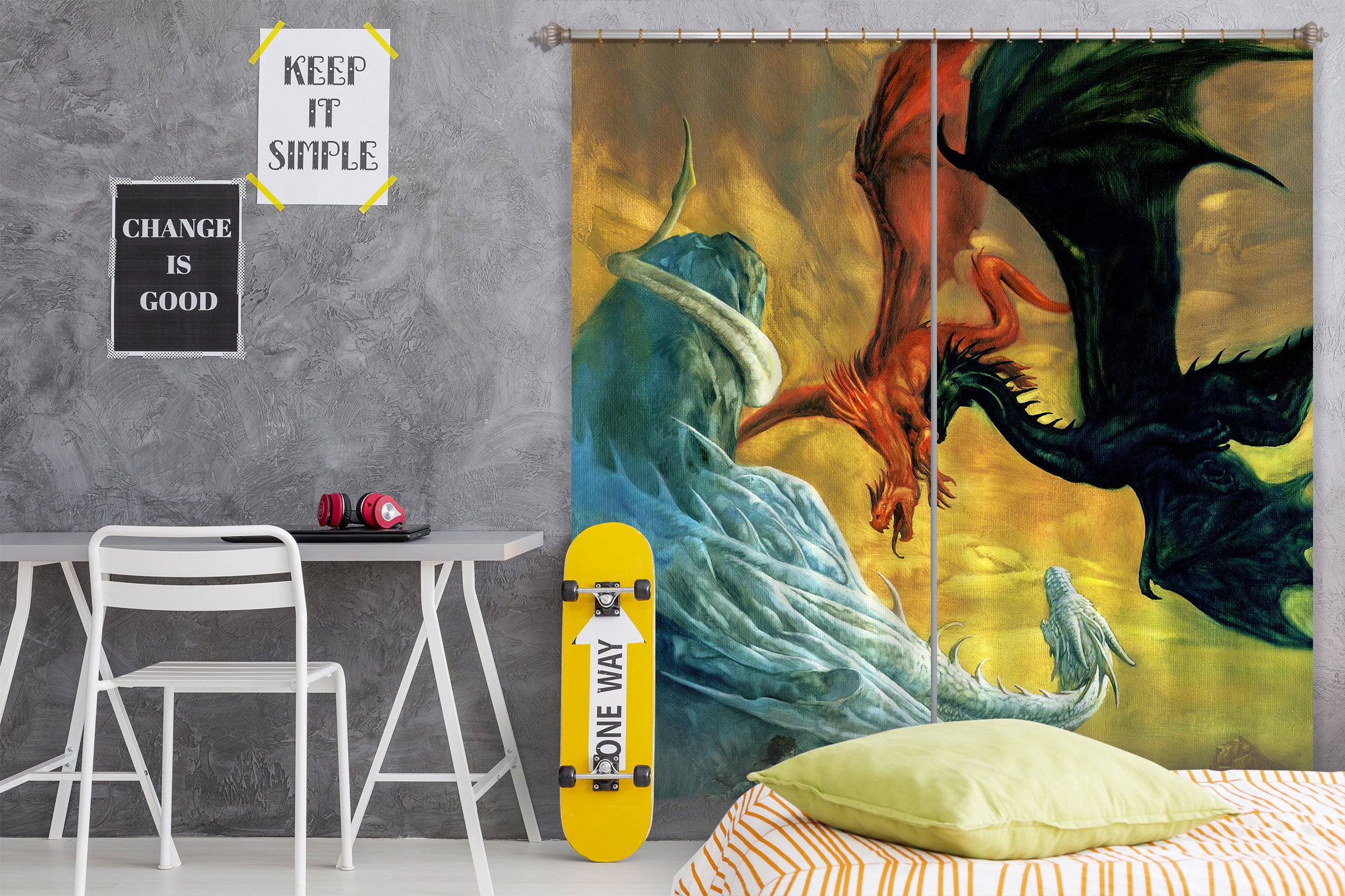 3D Color Dragon 7218 Ciruelo Curtain Curtains Drapes