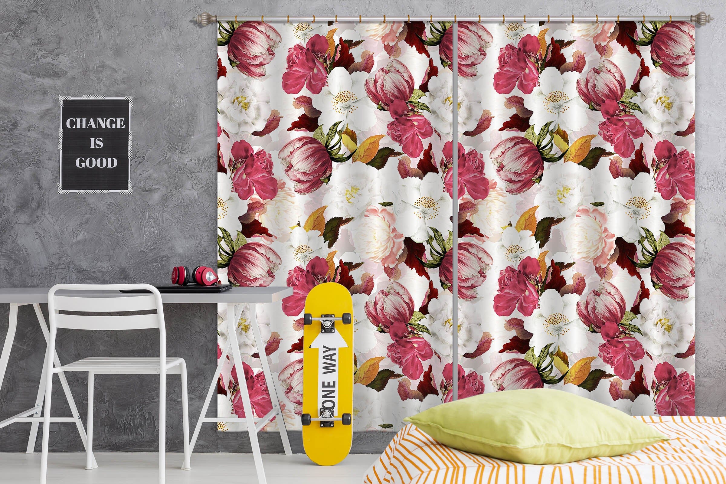 3D Colored Flowers 169 Uta Naumann Curtain Curtains Drapes Curtains AJ Creativity Home 