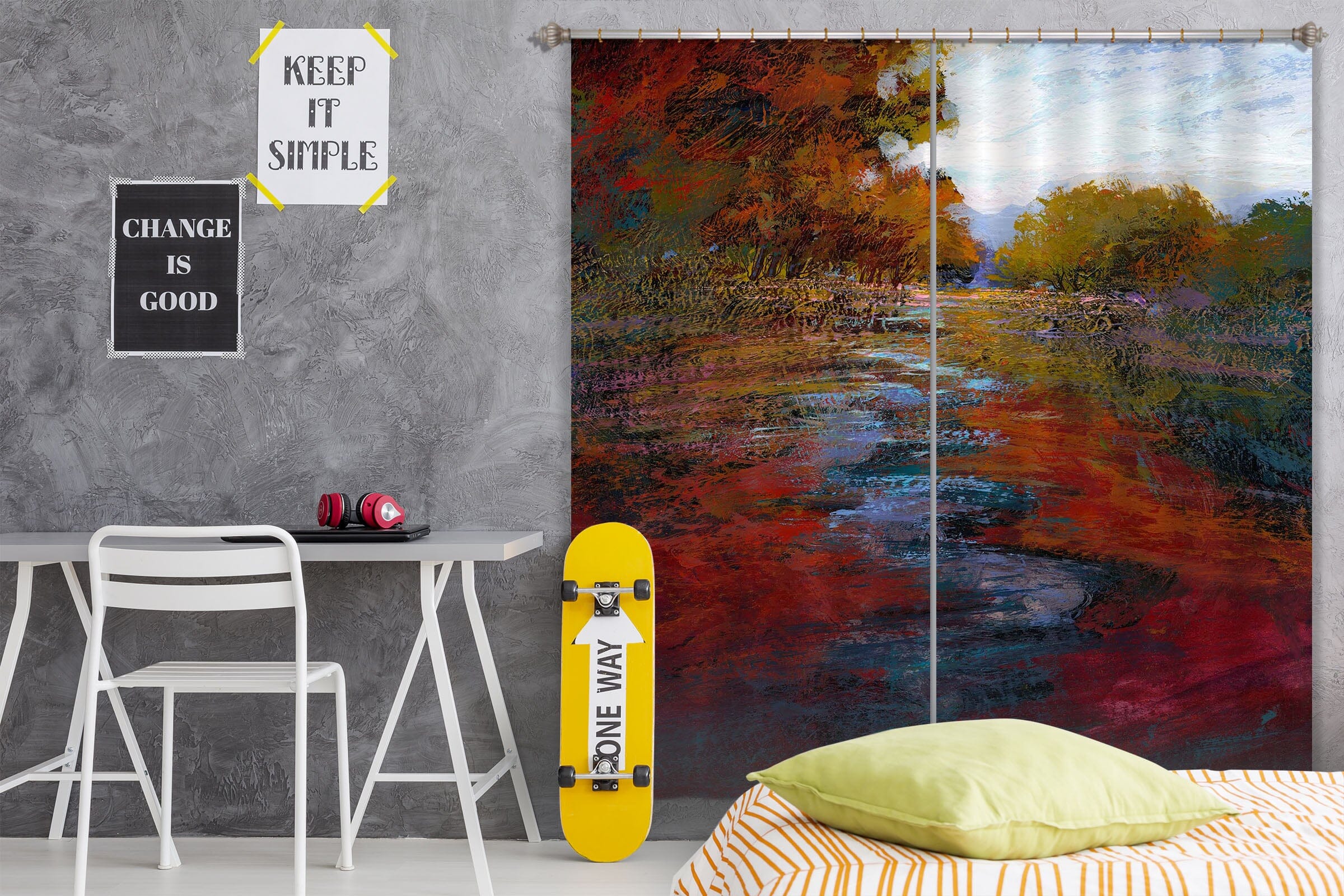 3D Red Leaves 245 Michael Tienhaara Curtain Curtains Drapes Curtains AJ Creativity Home 