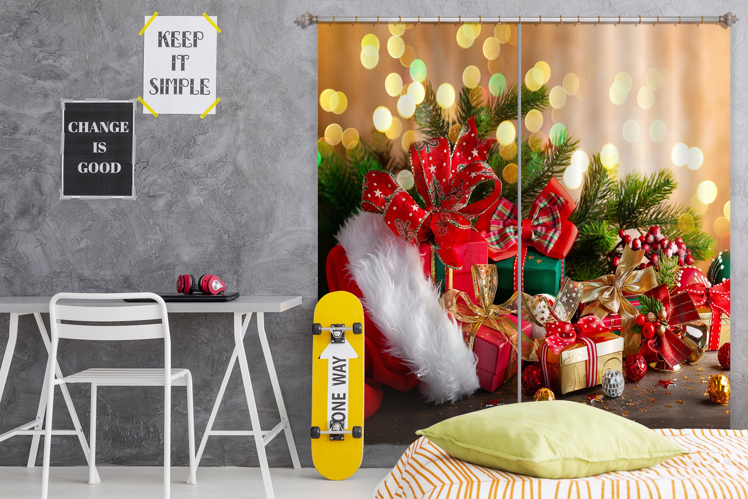 3D Many Gift 52068 Christmas Curtains Drapes Xmas