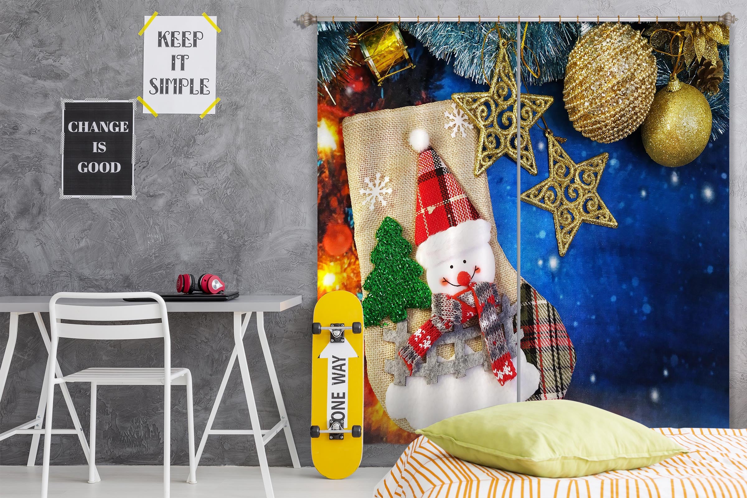 3D Snowman 52098 Christmas Curtains Drapes Xmas