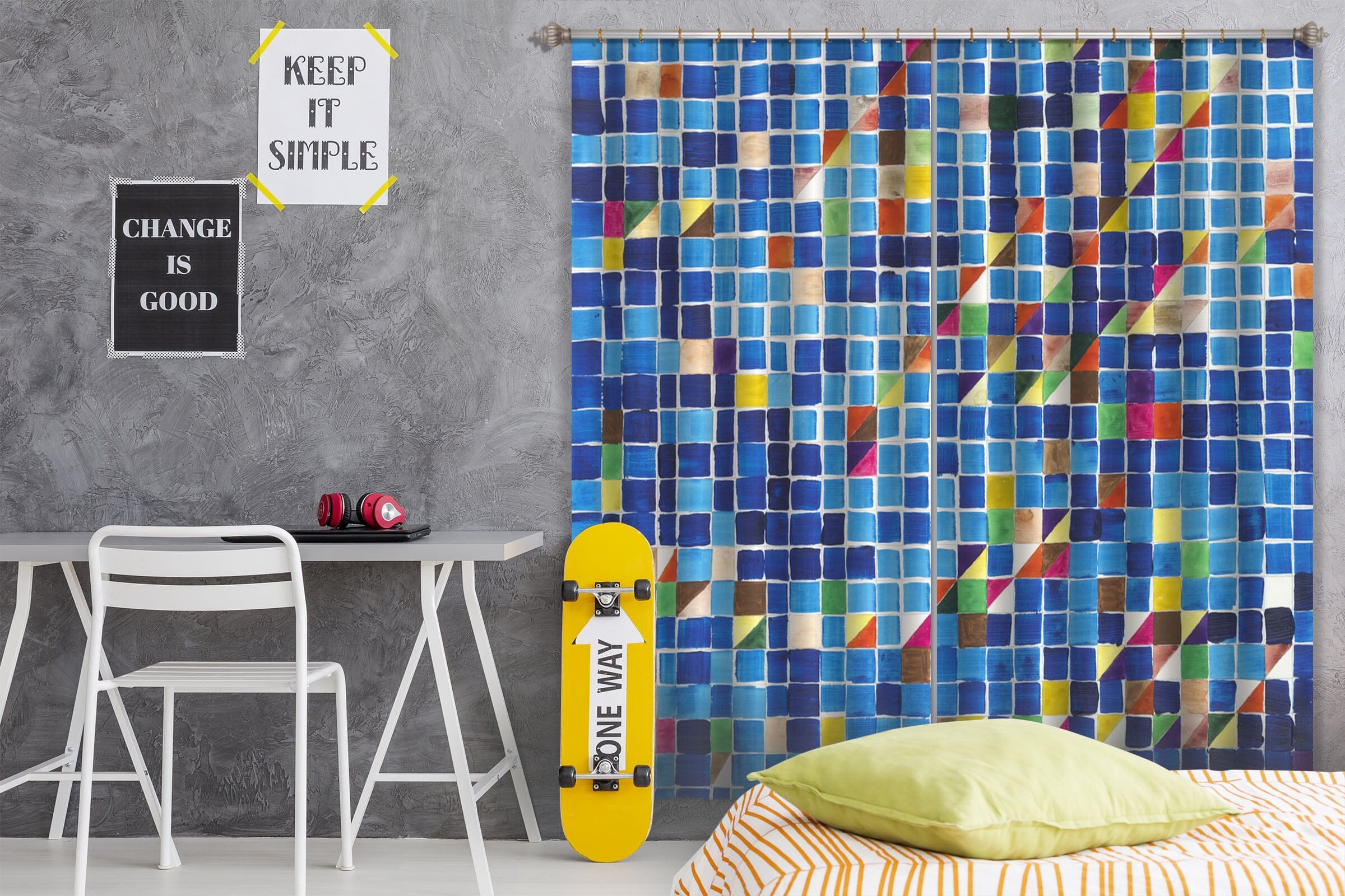 3D Blue Square 278 Allan P. Friedlander Curtain Curtains Drapes Curtains AJ Creativity Home 