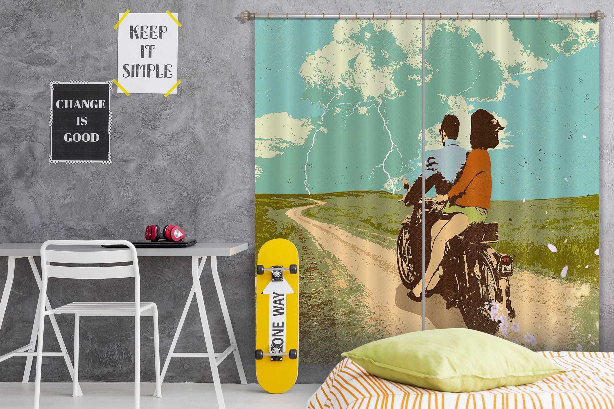 3D Motorcycle Travel 055 Showdeer Curtain Curtains Drapes Curtains AJ Creativity Home 