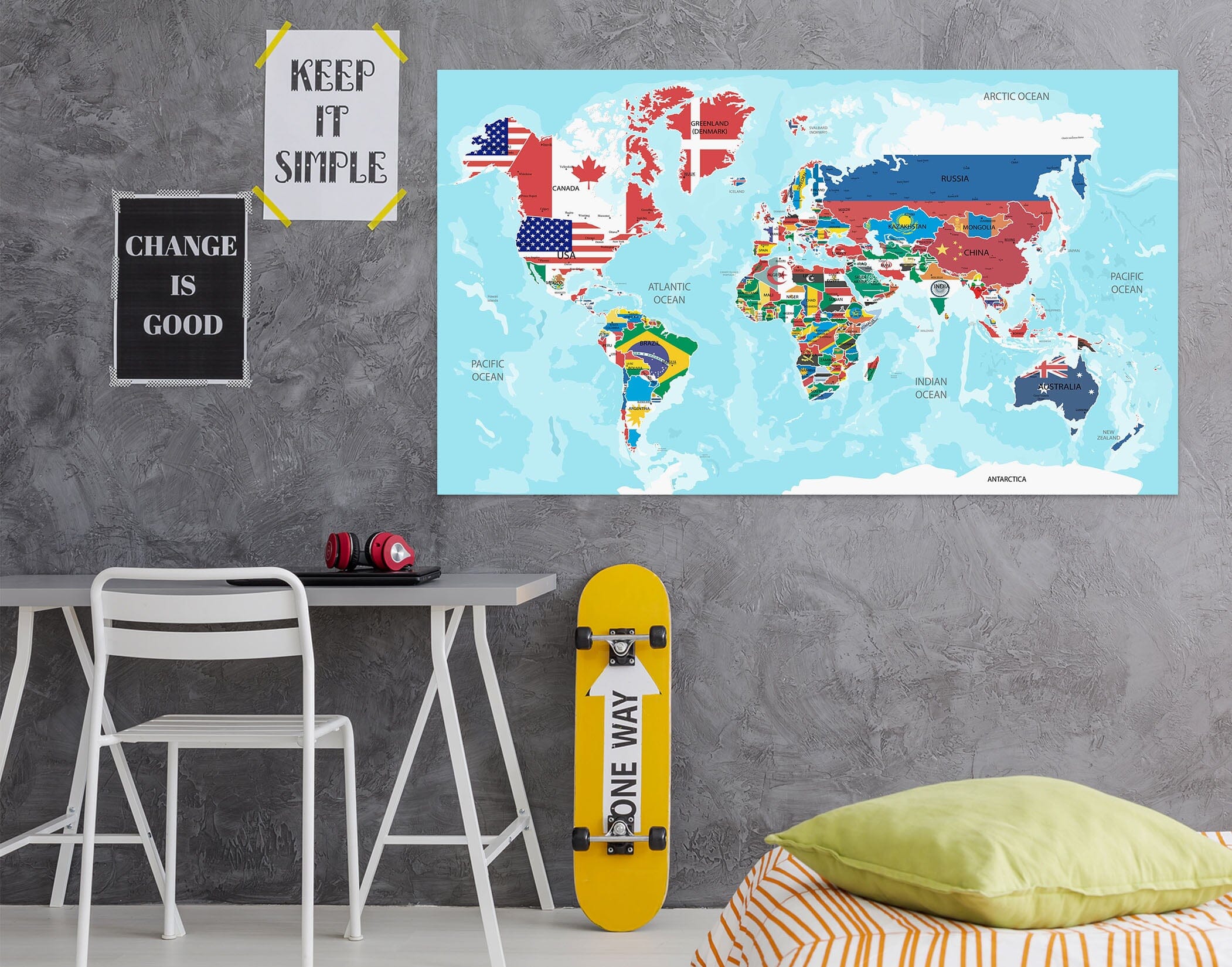 3D Color Pattern 295 World Map Wall Sticker Wallpaper AJ Wallpaper 2 