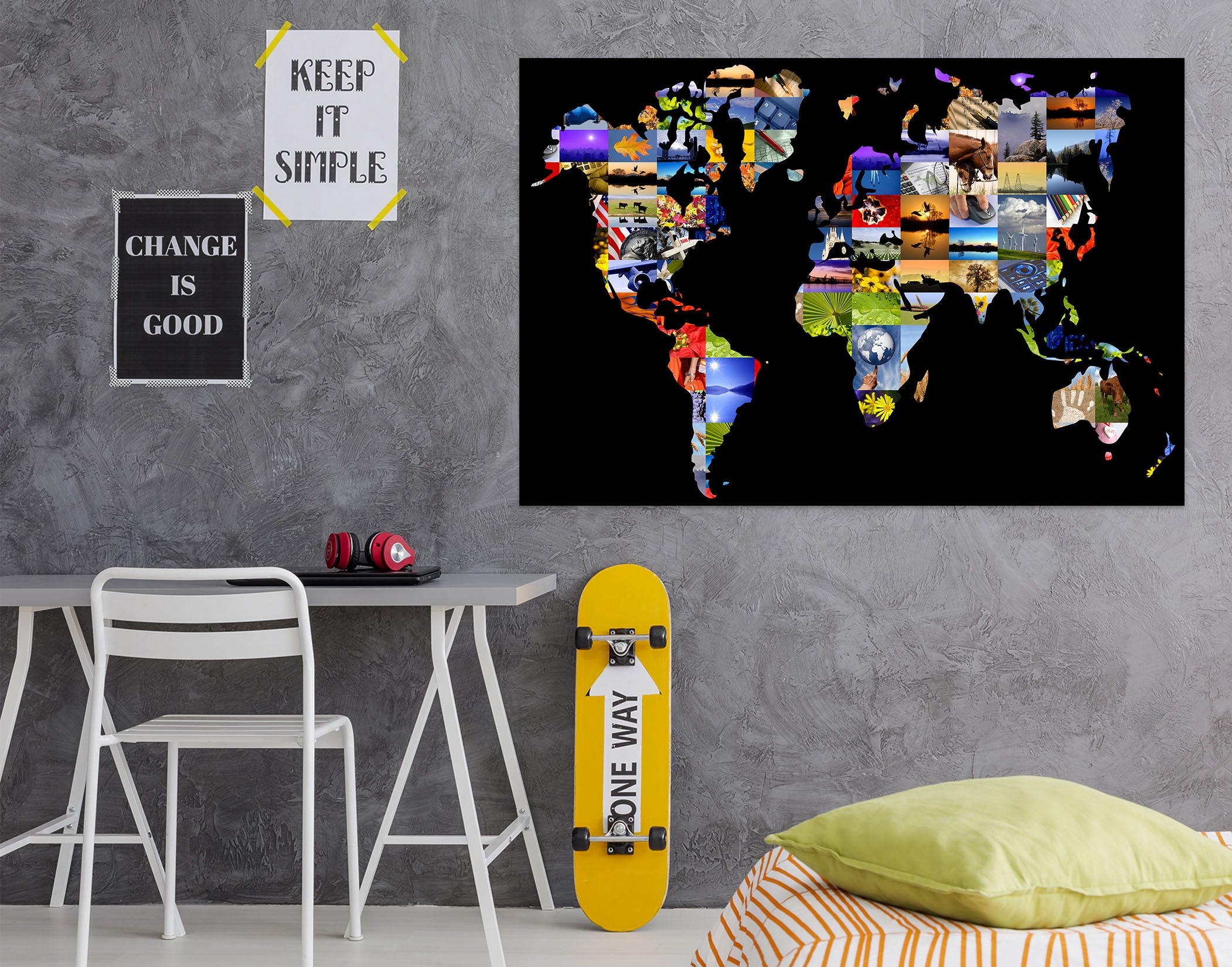 3D Color Art 118 World Map Wall Sticker